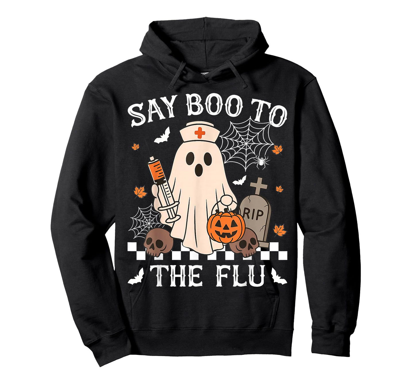 Retro Nurse Ghost Halloween Vaccine Say Boo to The Flu T-Shirt