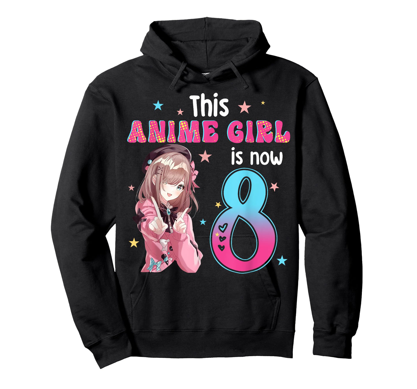 8 Years Old Girl Kawaii Gifts Anime Girl 8th Birthday Kids T-Shirt