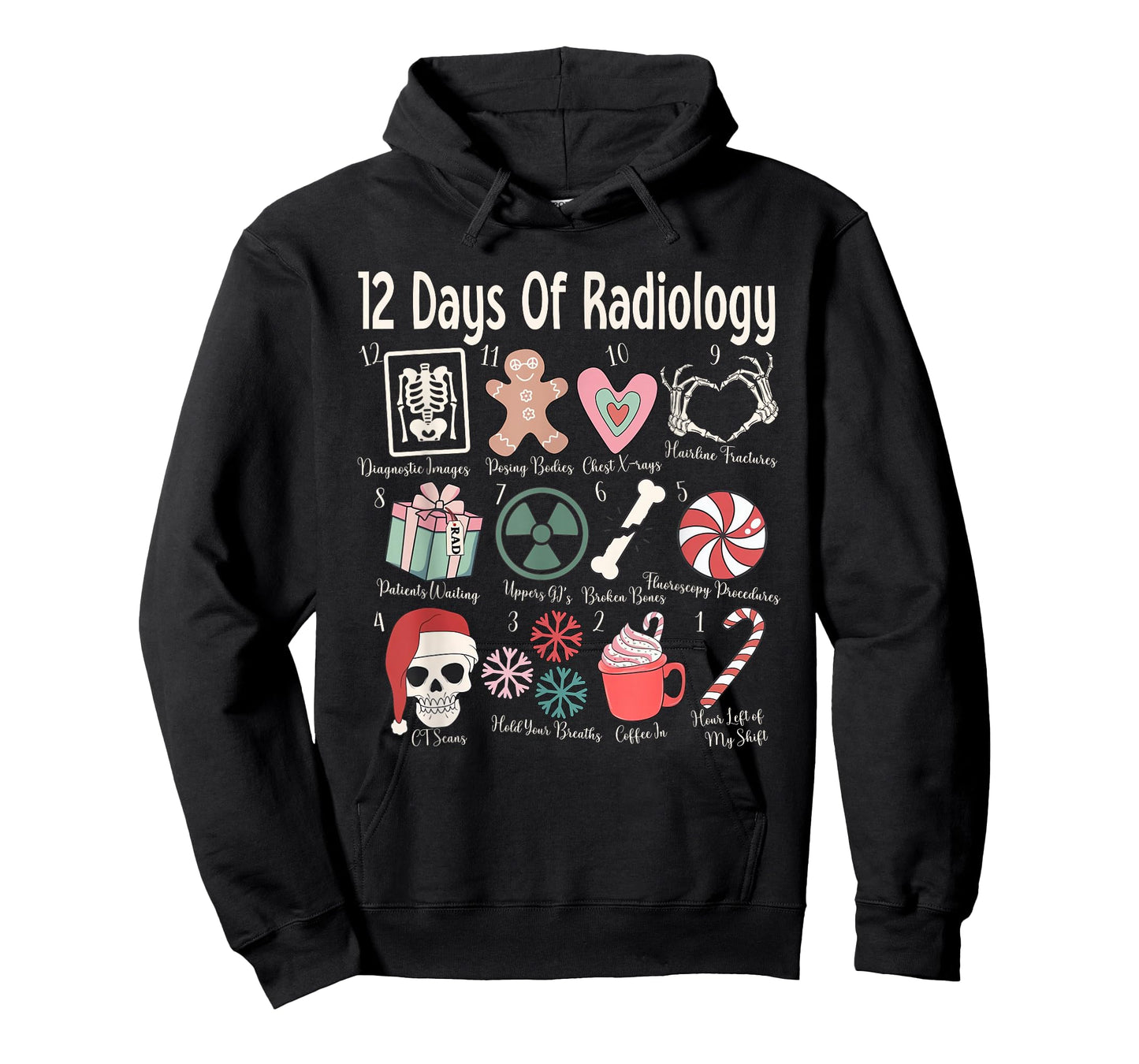 Funny 12 Days of Radiology Rad Tech Crews Merry Christmas T-Shirt