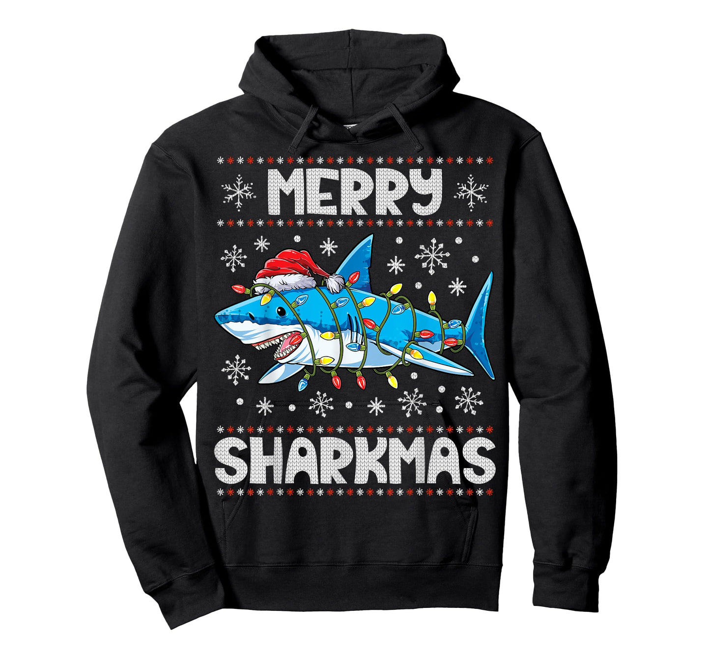 Merry Sharkmas Sharkmas Santa Ugly Christmas Lights Xmas T-Shirt