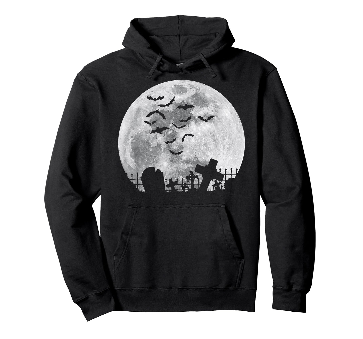 Halloween Full Moon Cemetery Graveyard Spooky Bats Night T-Shirt