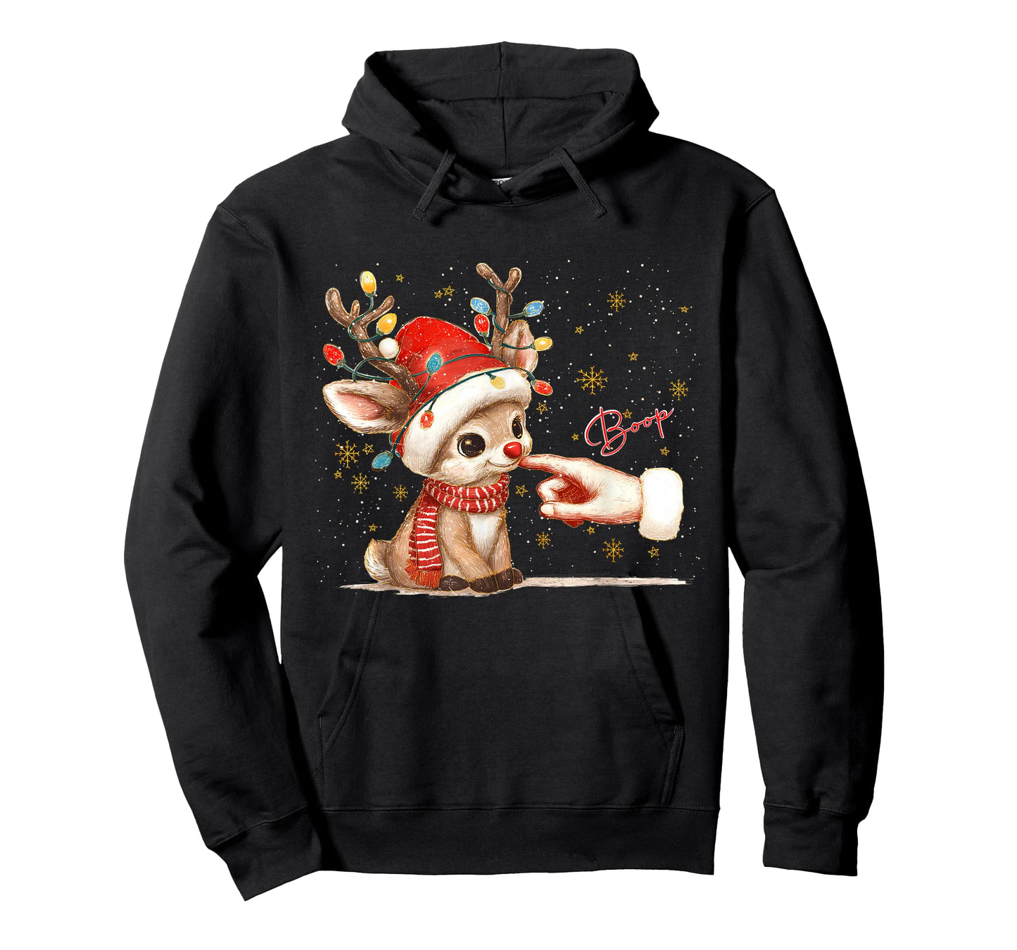 Hand Boop Christmas Santa and Reindeer Lover Baby Reindeer T-Shirt
