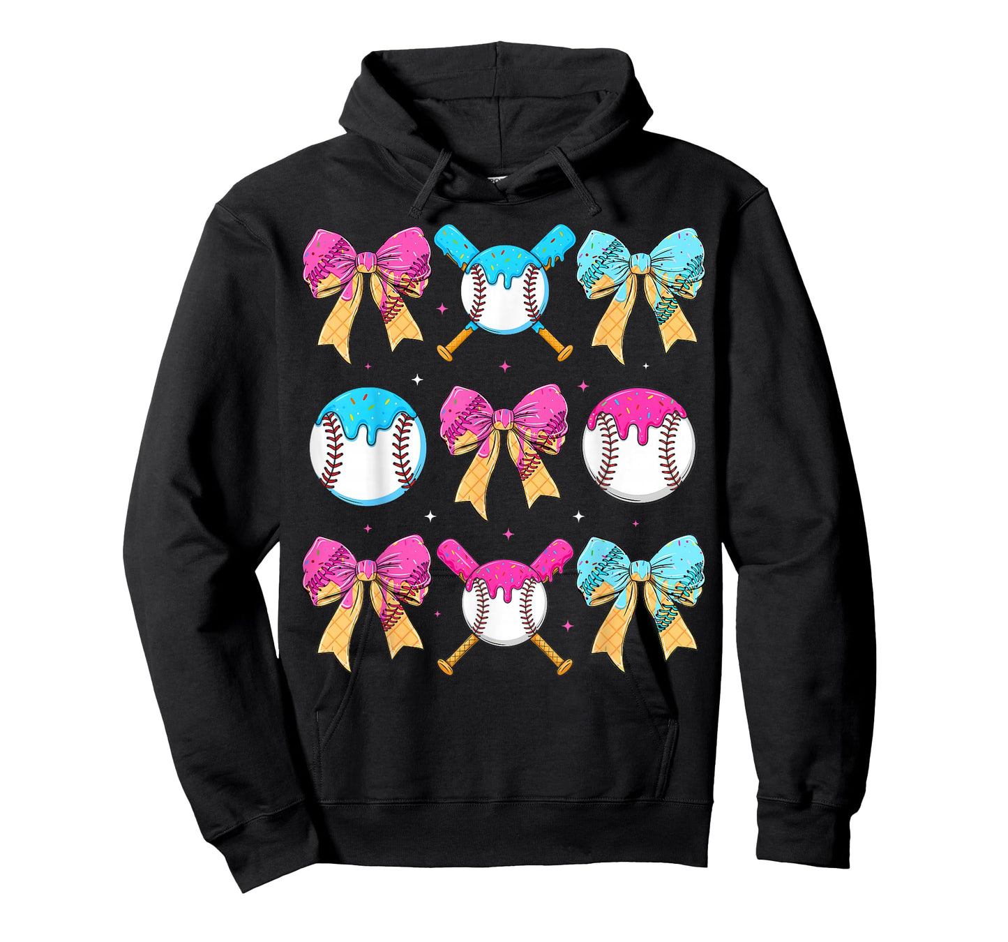 Baseball Sister Drip Bow Ice Cream Drip Girls Sprinkle Youth T-Shirt