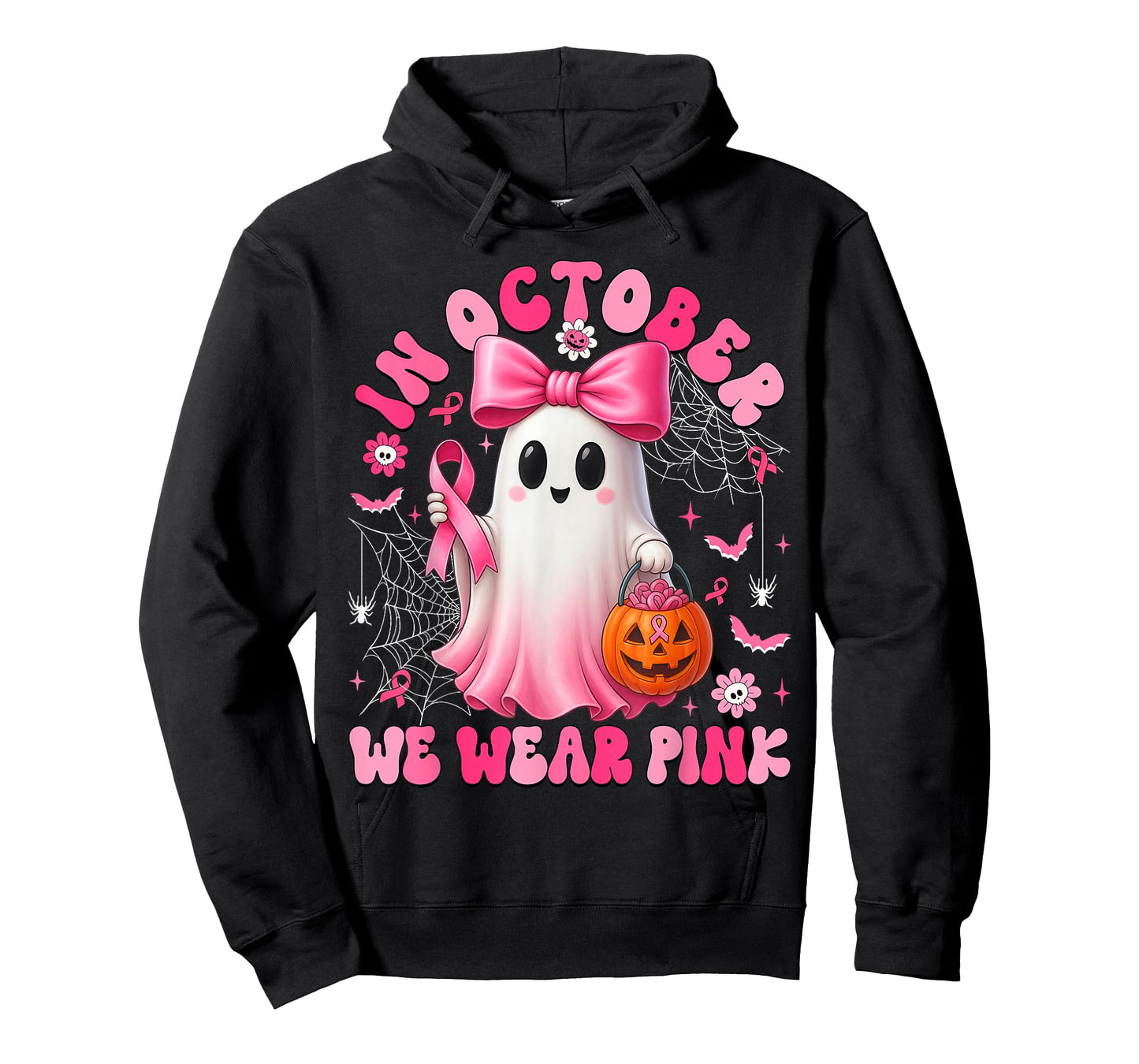 Breast Cancer Halloween Ghost In October We Wear Pink Women T-Shirt