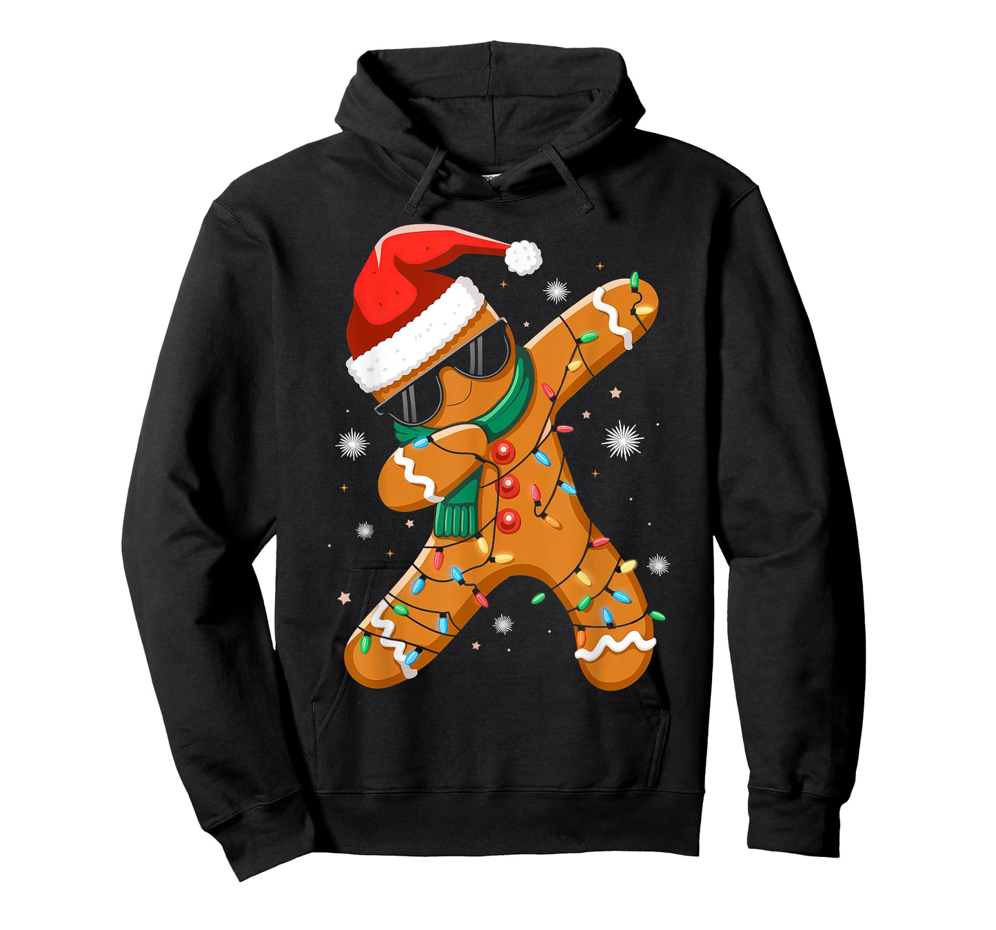 Dabbing Gingerbread Xmas Lights Boys Girls Kids Christmas T-Shirt