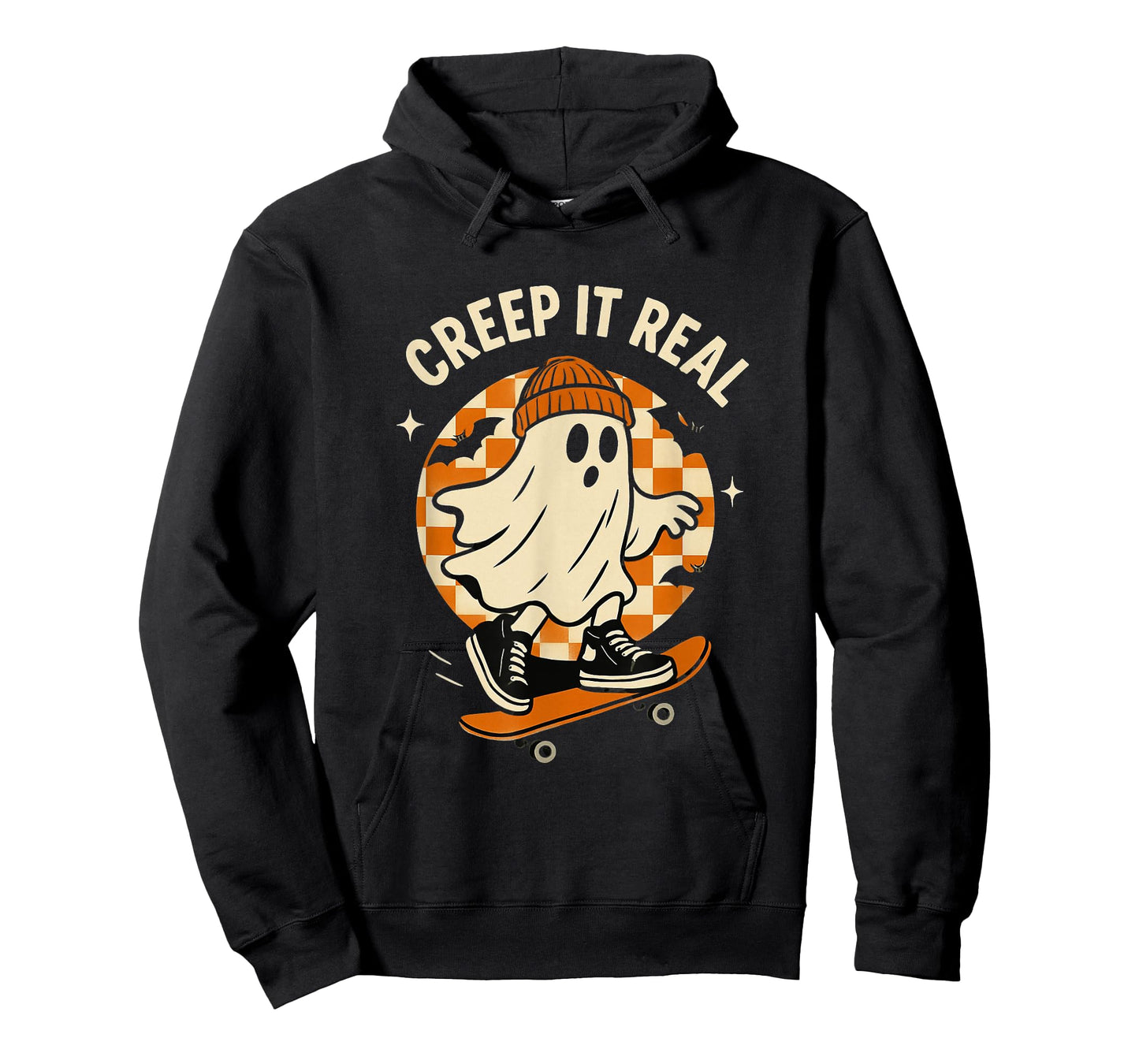 Creepy Ghost Skateboarding Creep It Real Funny Halloween T-Shirt
