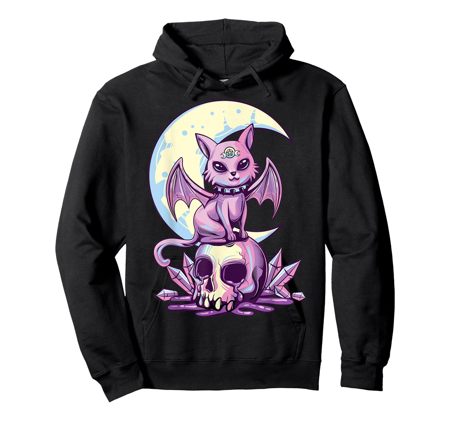 Pastel Goth Wiccan Cat Cute Creepy Witchy Cat and Skull T-Shirt