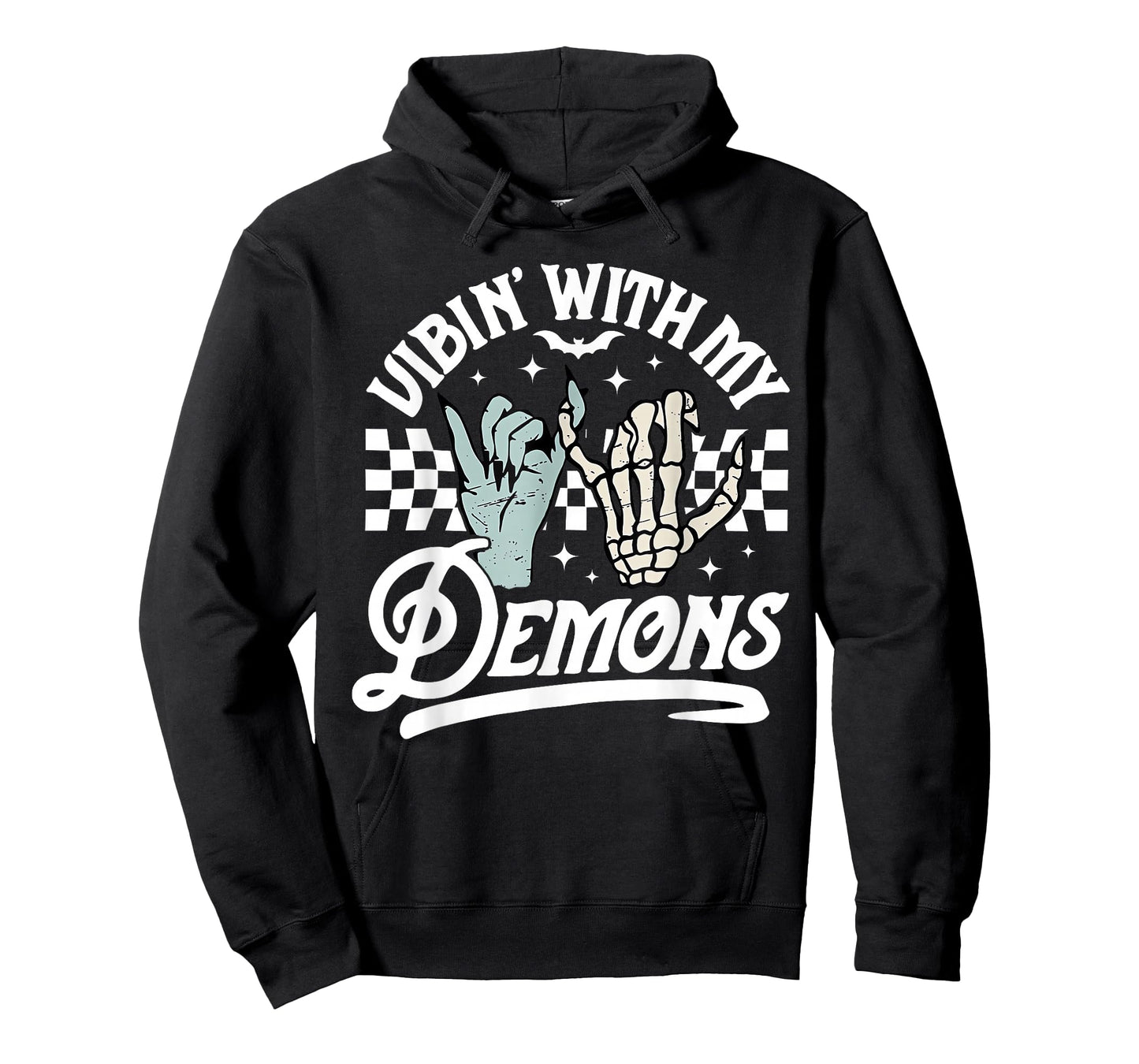 Retro Funny Vibin With My Demons Skeleton Spooky Halloween T-Shirt