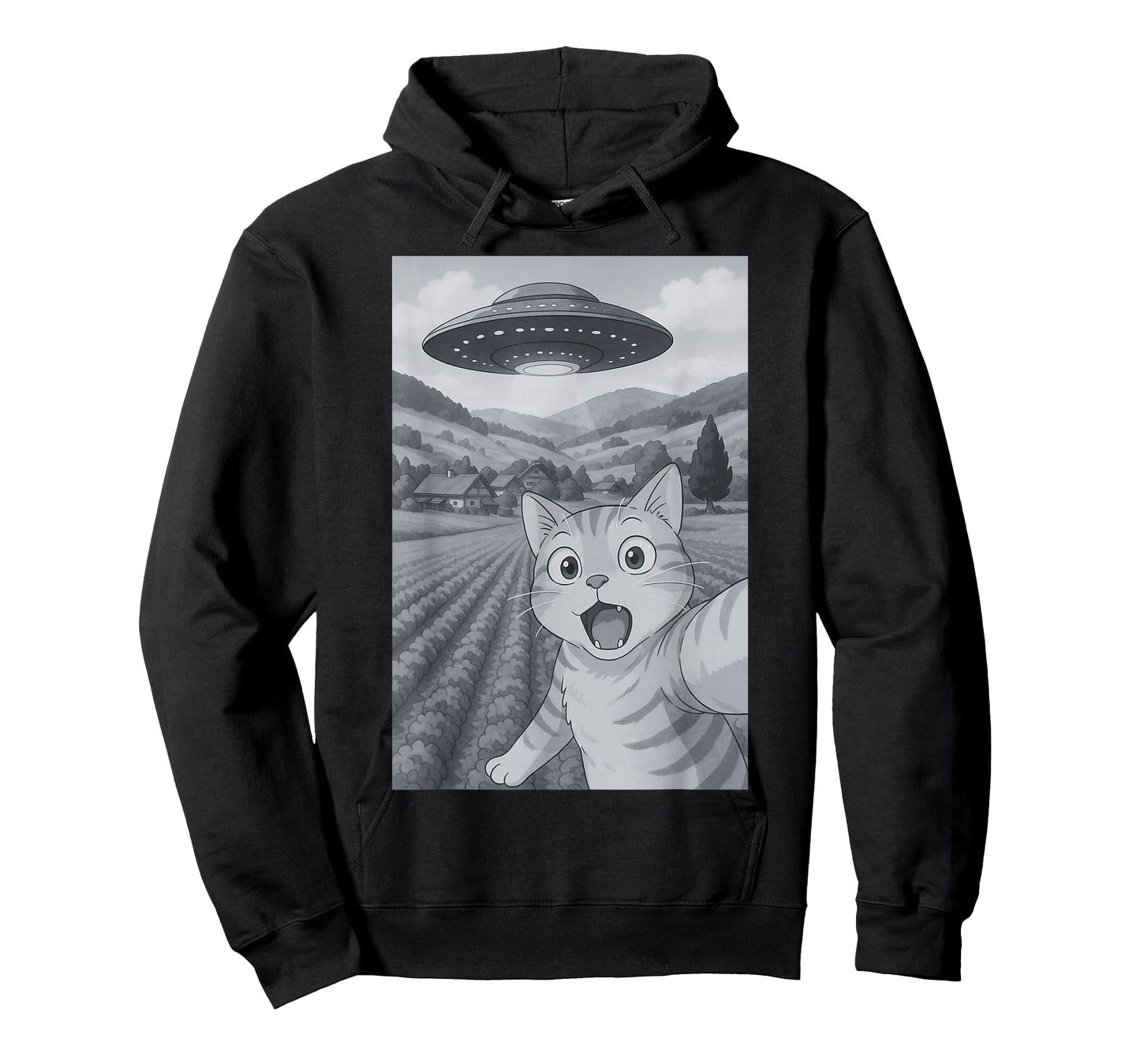 Cat Selfie With UFOs Alien UFO T-Shirt
