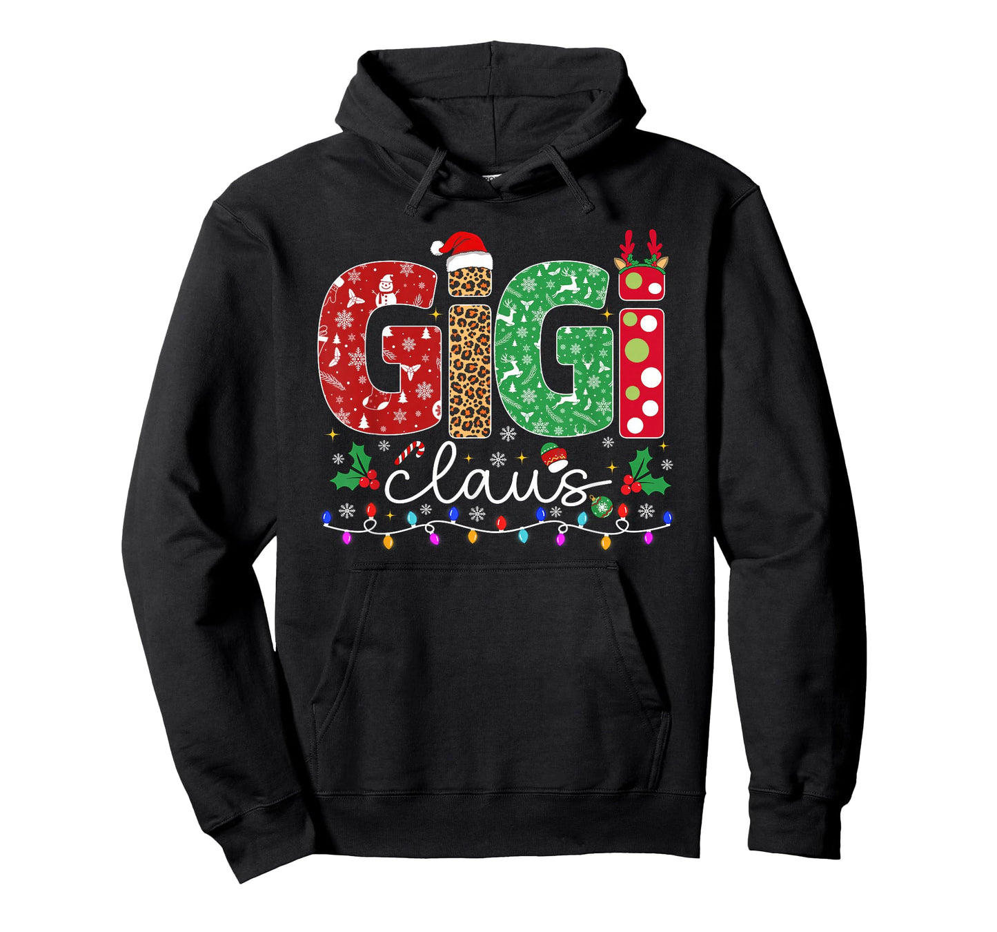 Family Christmas Shirt Women Funny Xmas Lights Gigi Claus T-Shirt