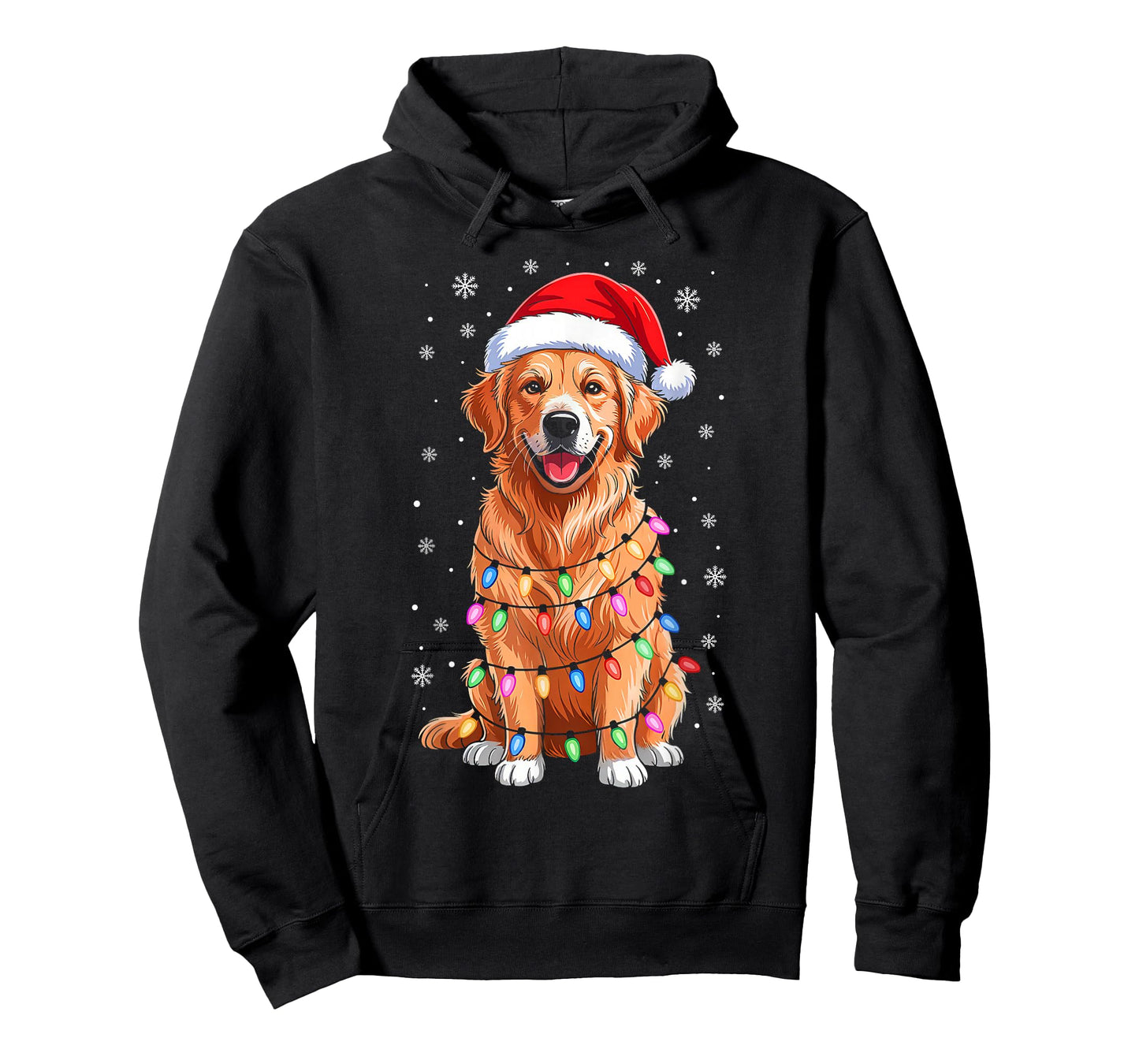 Golden Retriever Christmas Lights Santa Xmas Family Matching T-Shirt