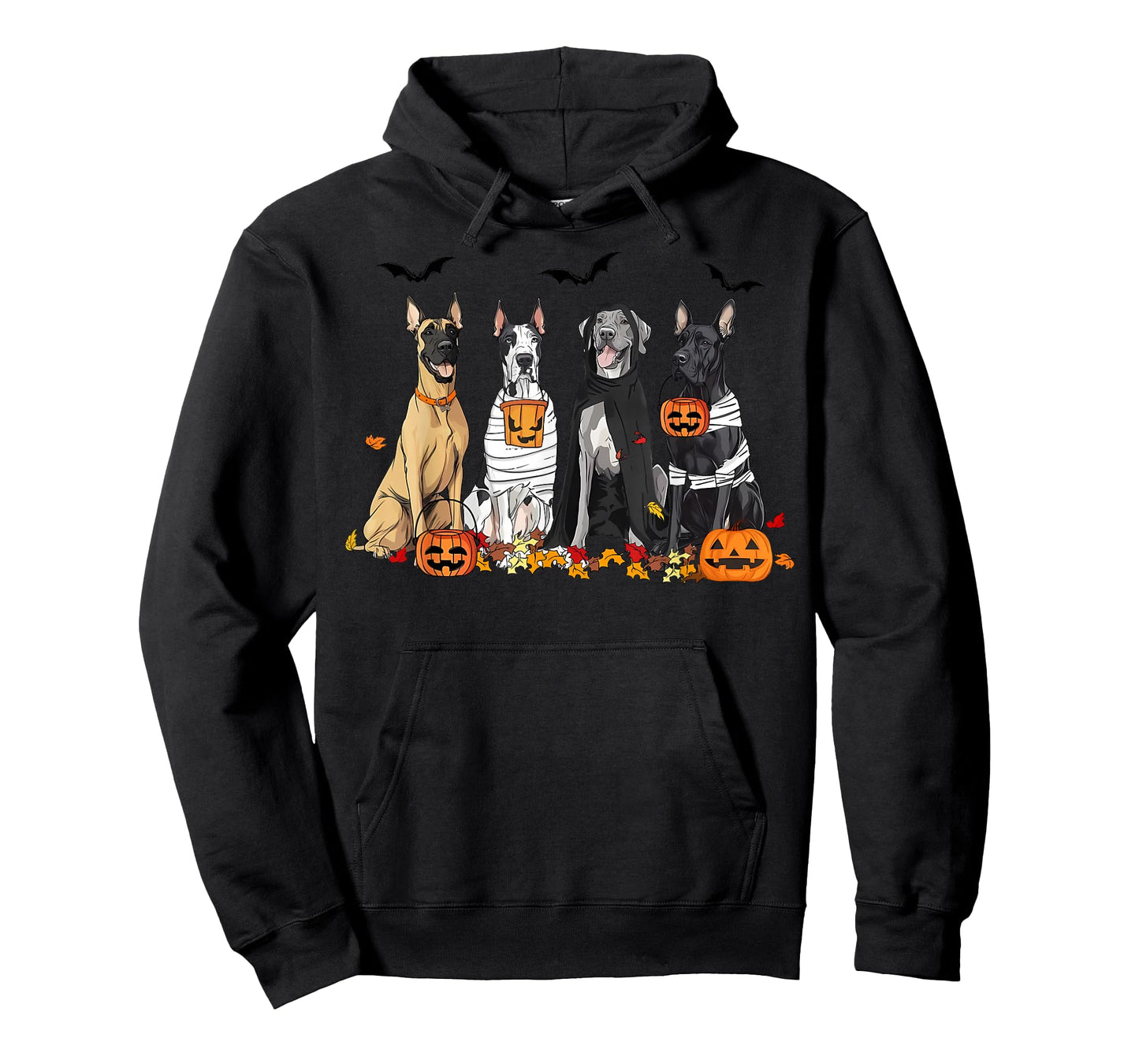 Cute Great Dane Dogs Ghost Witch Mummy Halloween Pumpkins T-Shirt