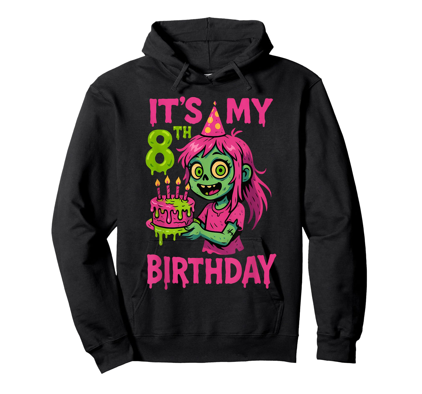 It's My 8th Birthday Zombie Girl Pink Zombie 8 Year Old Kids T-Shirt