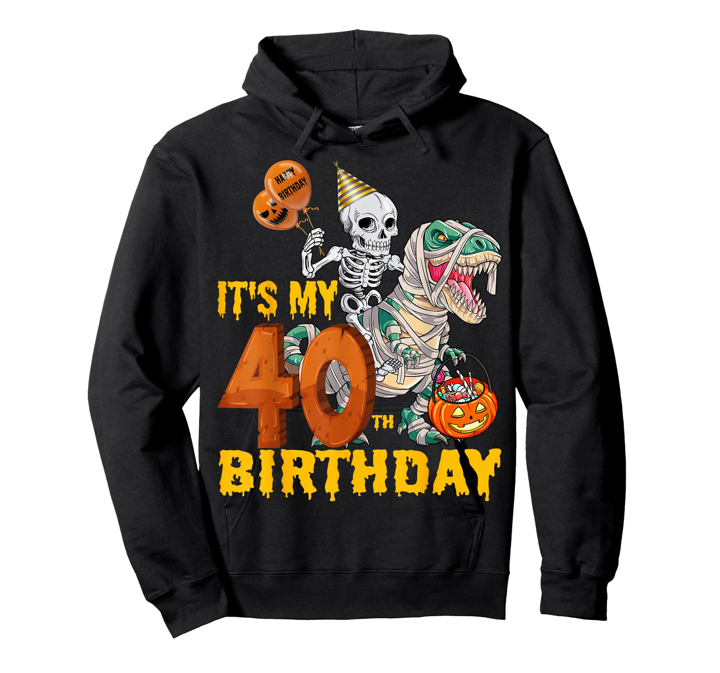 Skeleton Riding Mummy Dinosaur T rex Funny 40th Birthday Tee T-Shirt