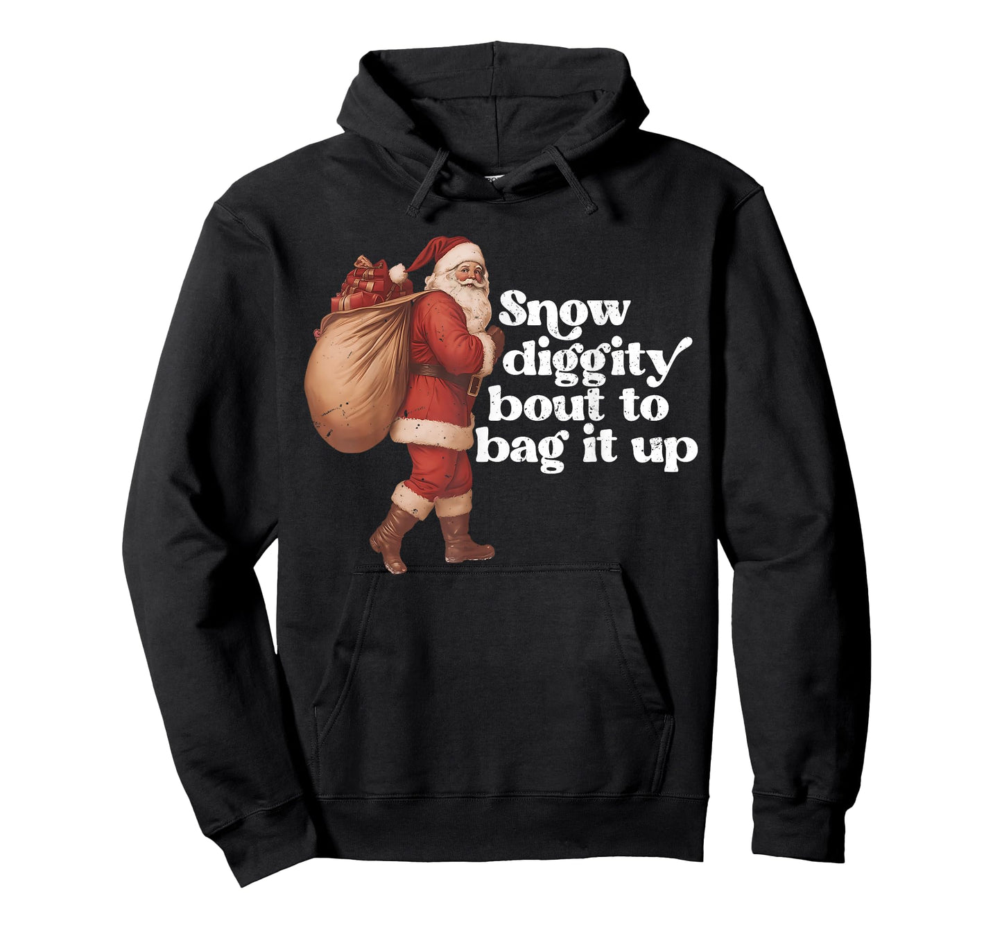 Funny Vintage Santa Claus Snow Diggity Bout to Bag It Up T-Shirt