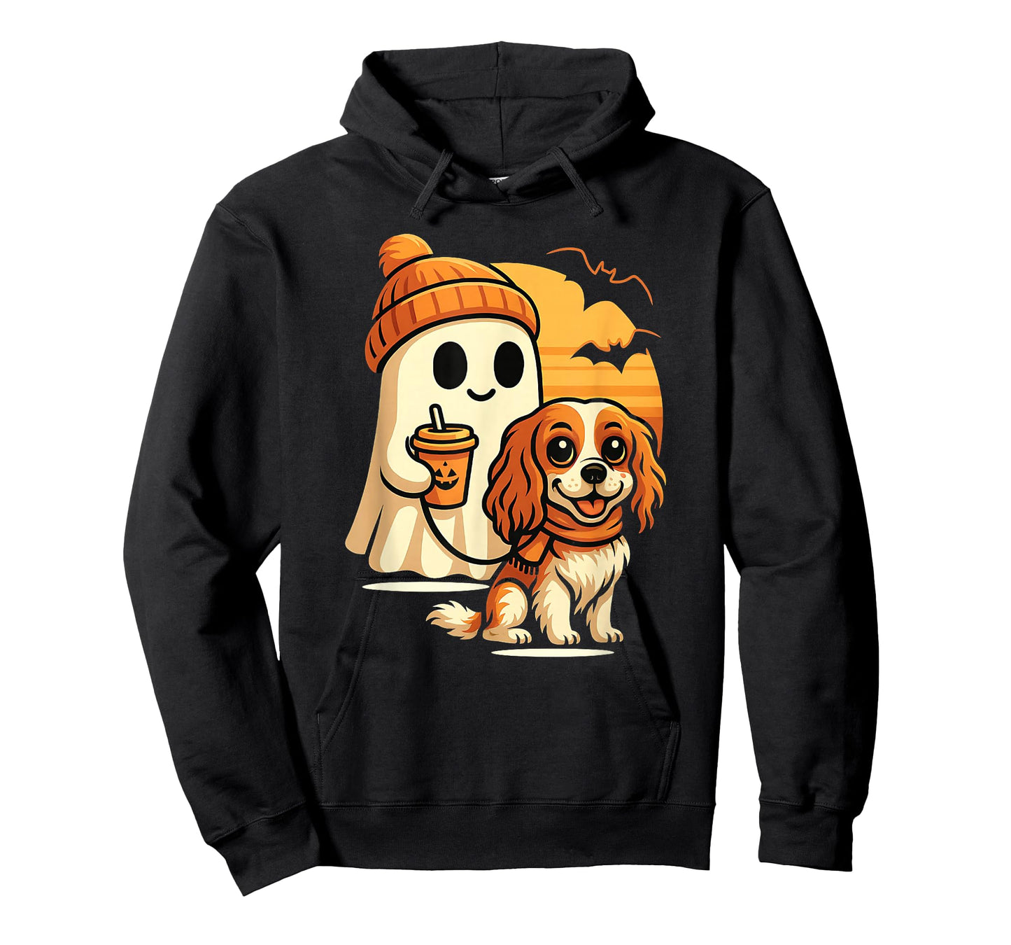 Funny Ghost Walking Cavalier King Charles Dog Halloween T-Shirt