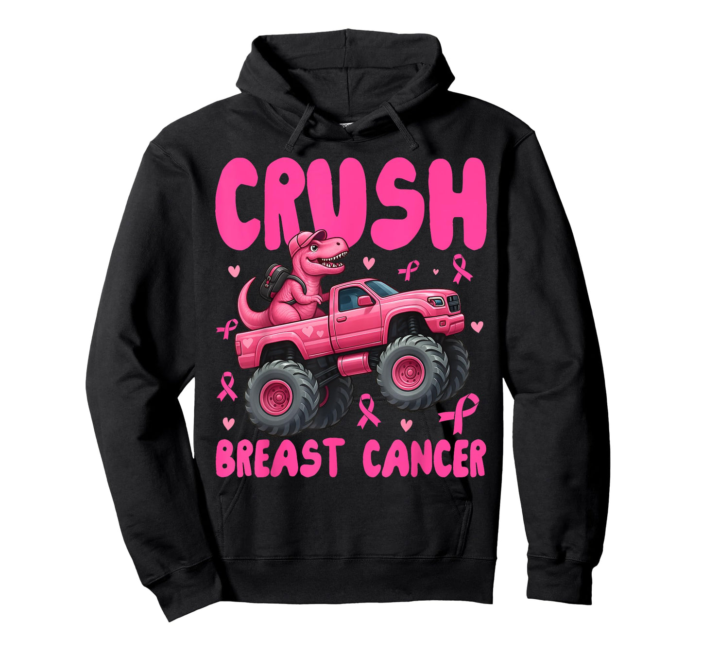 Crush Breast Cancer Awareness Monster Truck Toddler Boy Kids T-Shirt