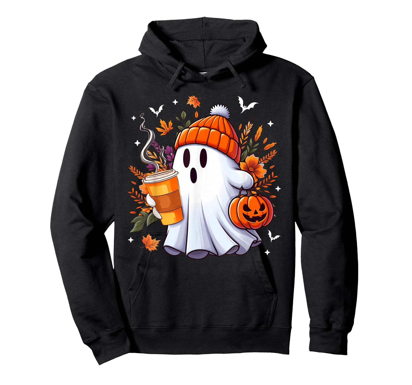 Halloween Ghost Drinking Ice Coffee Lover Ghost Girl Women T-Shirt