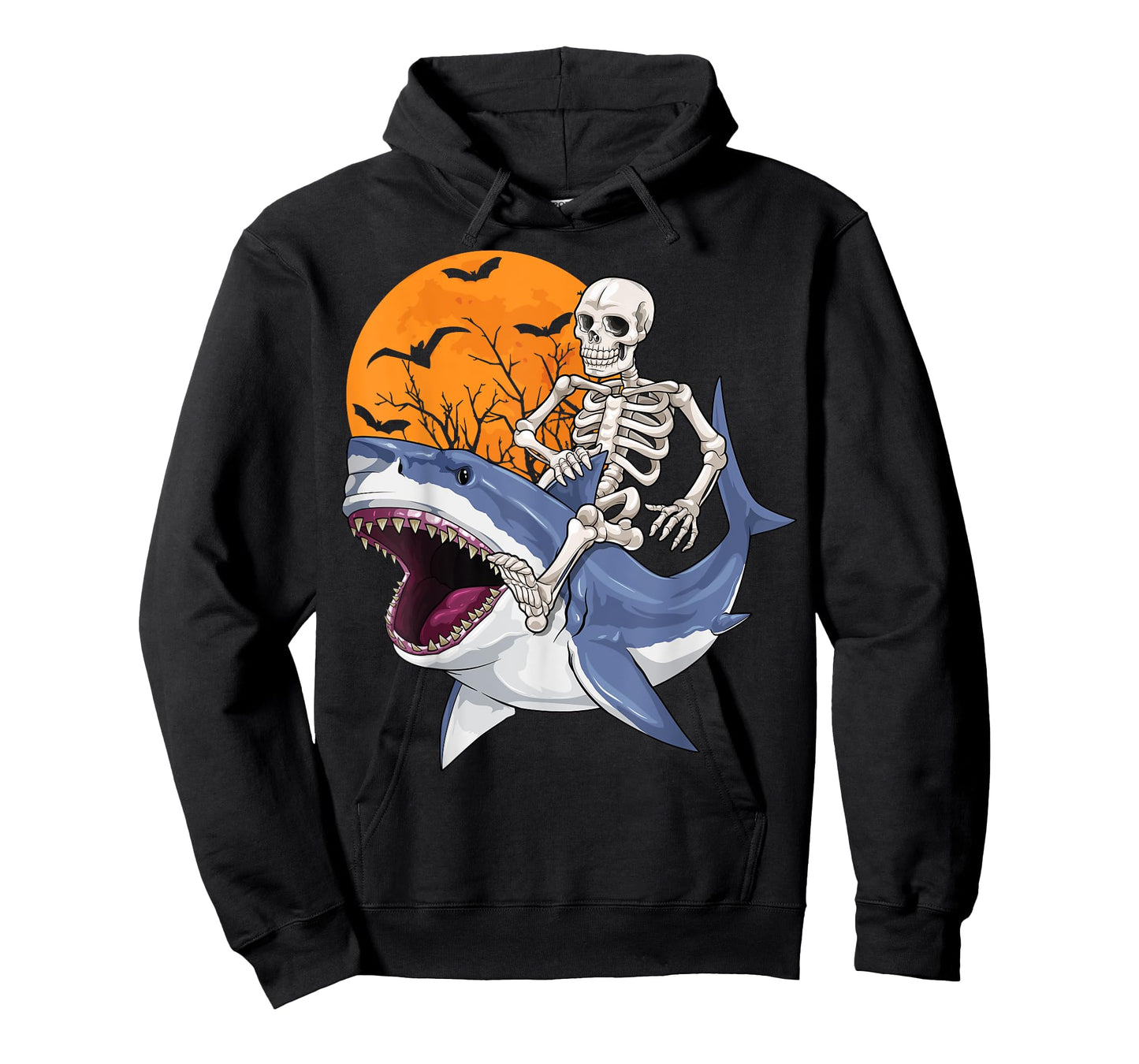 Skeleton Riding Shark Funny Halloween Costume Boys Kids T-Shirt