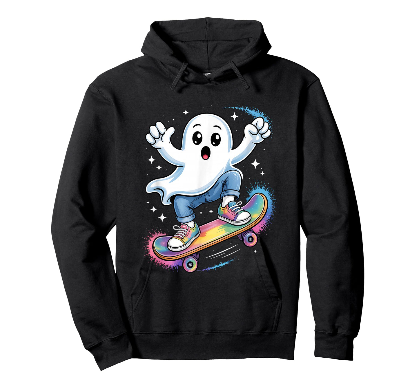 Ghost On Skateboard Funny Halloween Costume Skateboarding T-Shirt