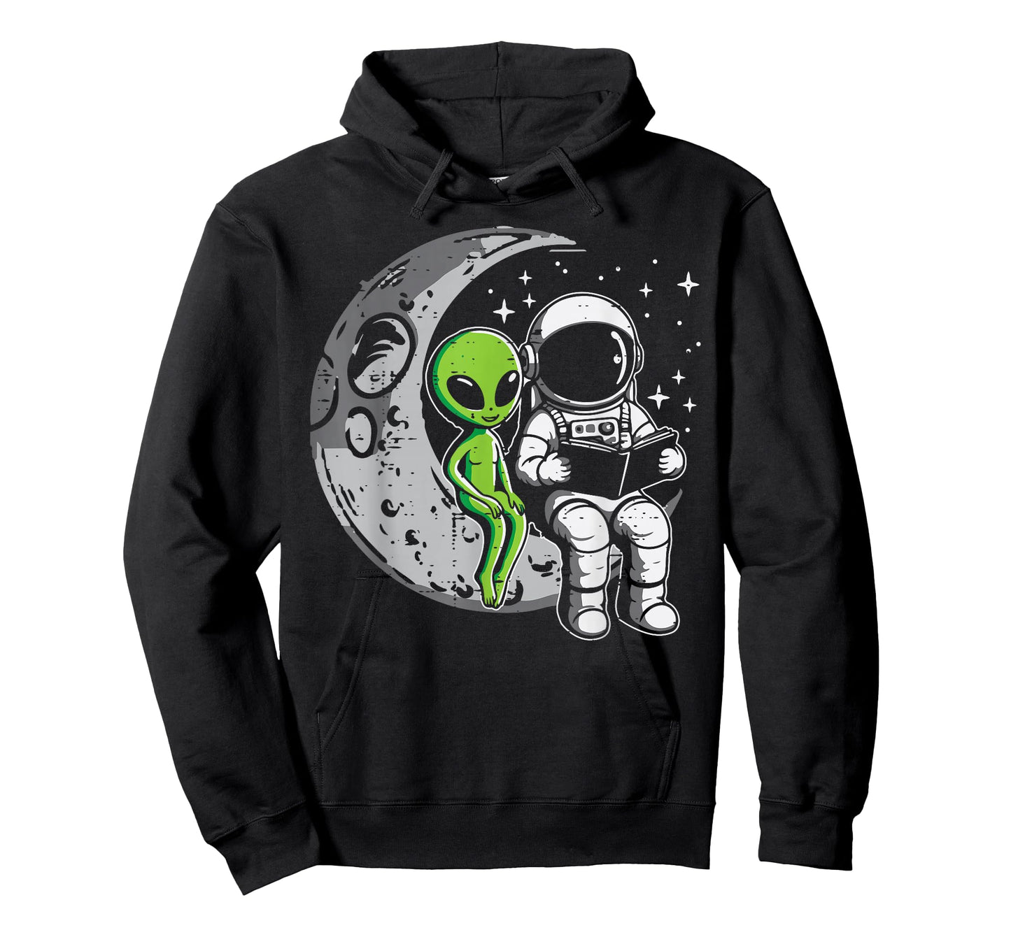 Astronaut Reading Book To Alien Moon Space Women Kids Men T-Shirt