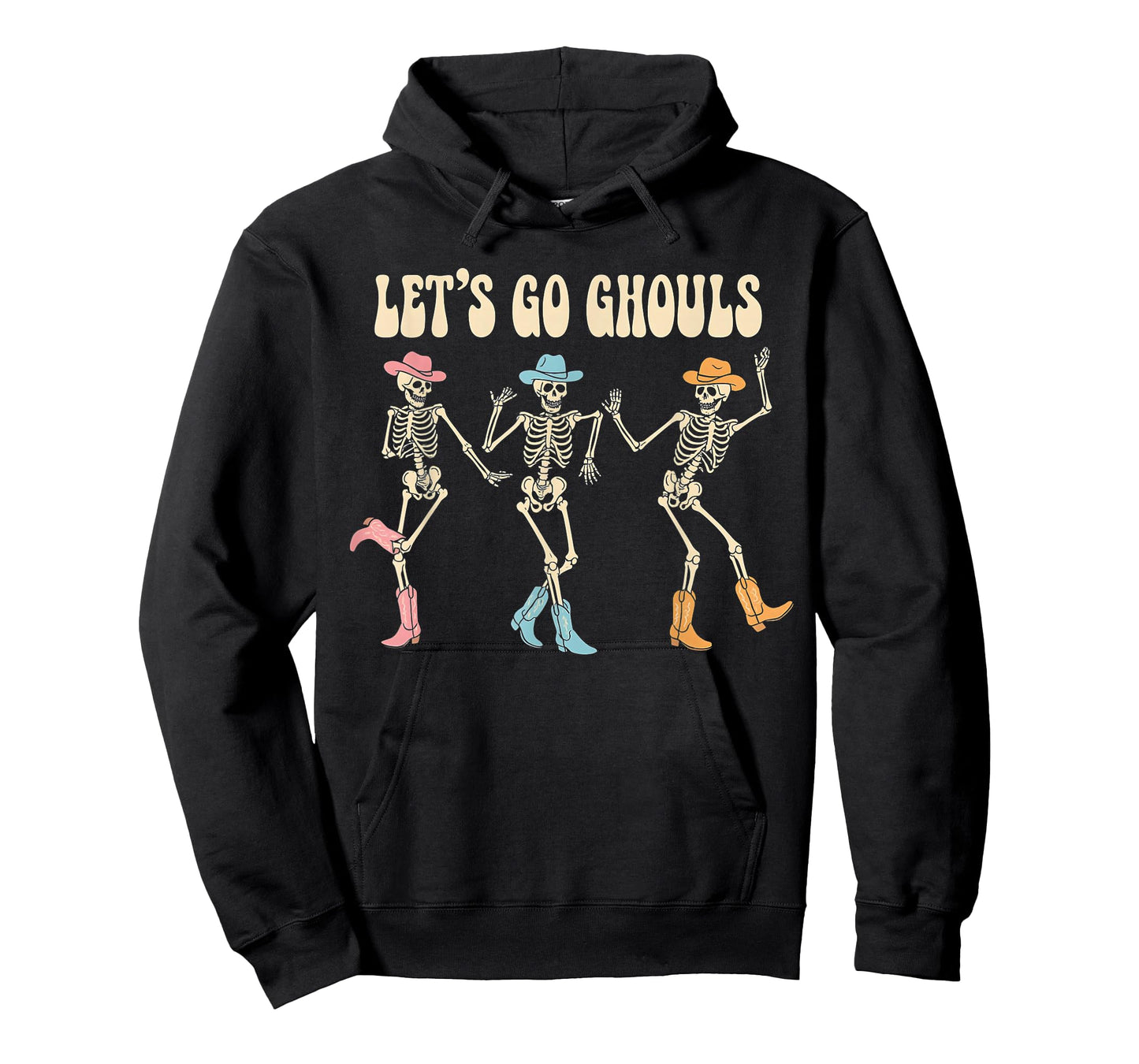 Let's Go Ghouls Women Halloween Dancing Skeleton Ghost T-Shirt