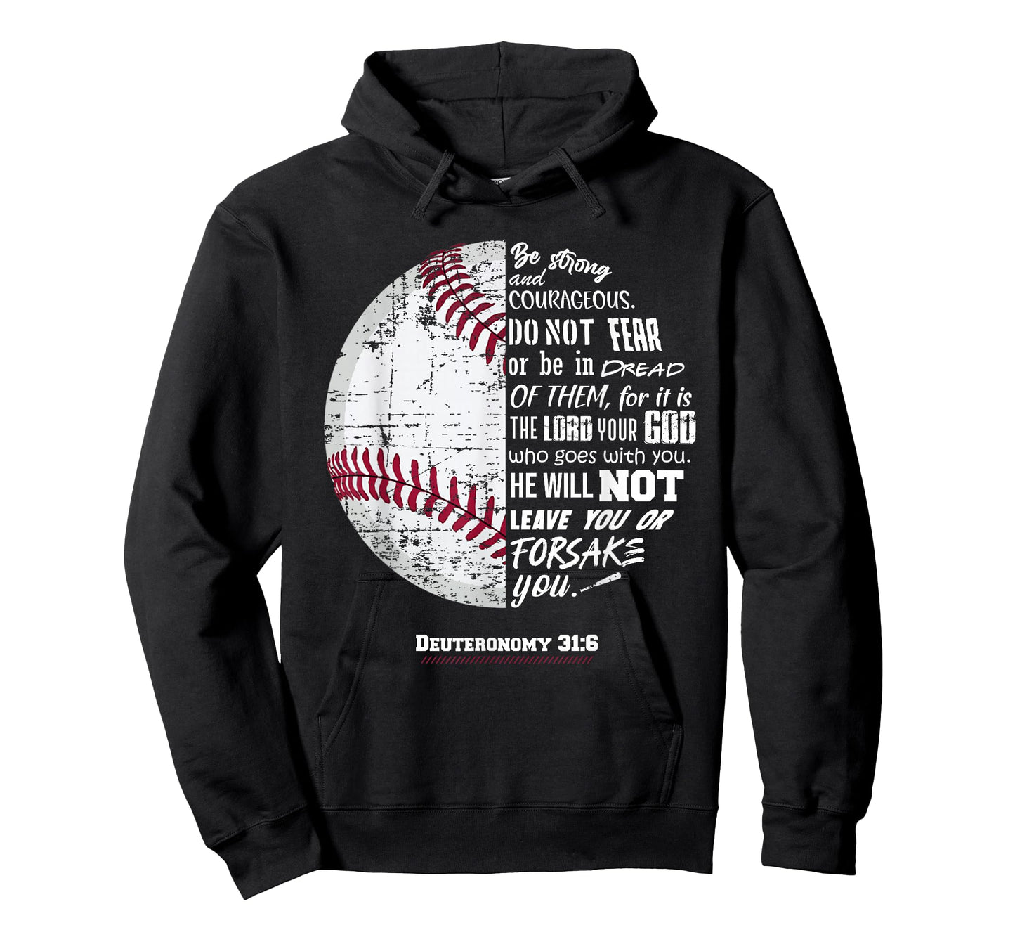 Christian Baseball, Deuteronomy 31:6, Bible Verse, Faith God T-Shirt