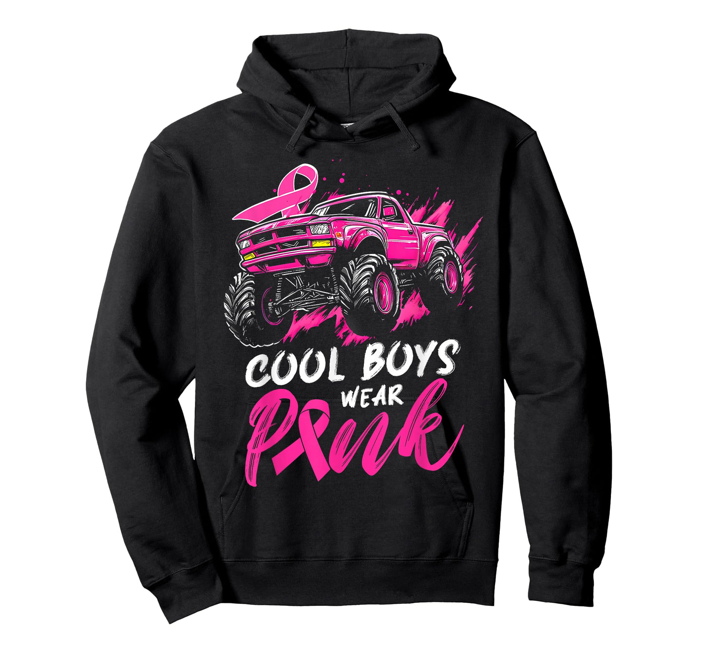 Monster Truck Breast Cancer Awareness Cool Boys Wear Pink T-Shirt