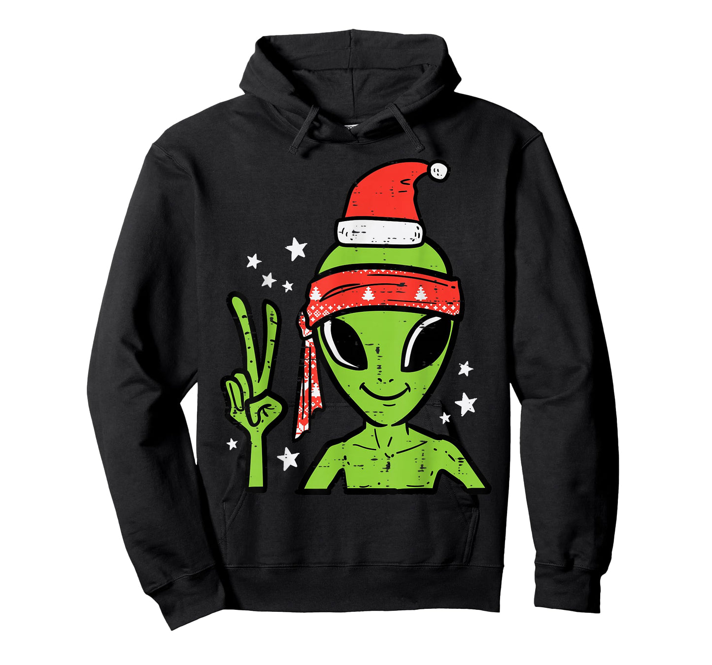 Christmas Alien Santa Peace Hand Xmas Space Men Boys Kids T-Shirt
