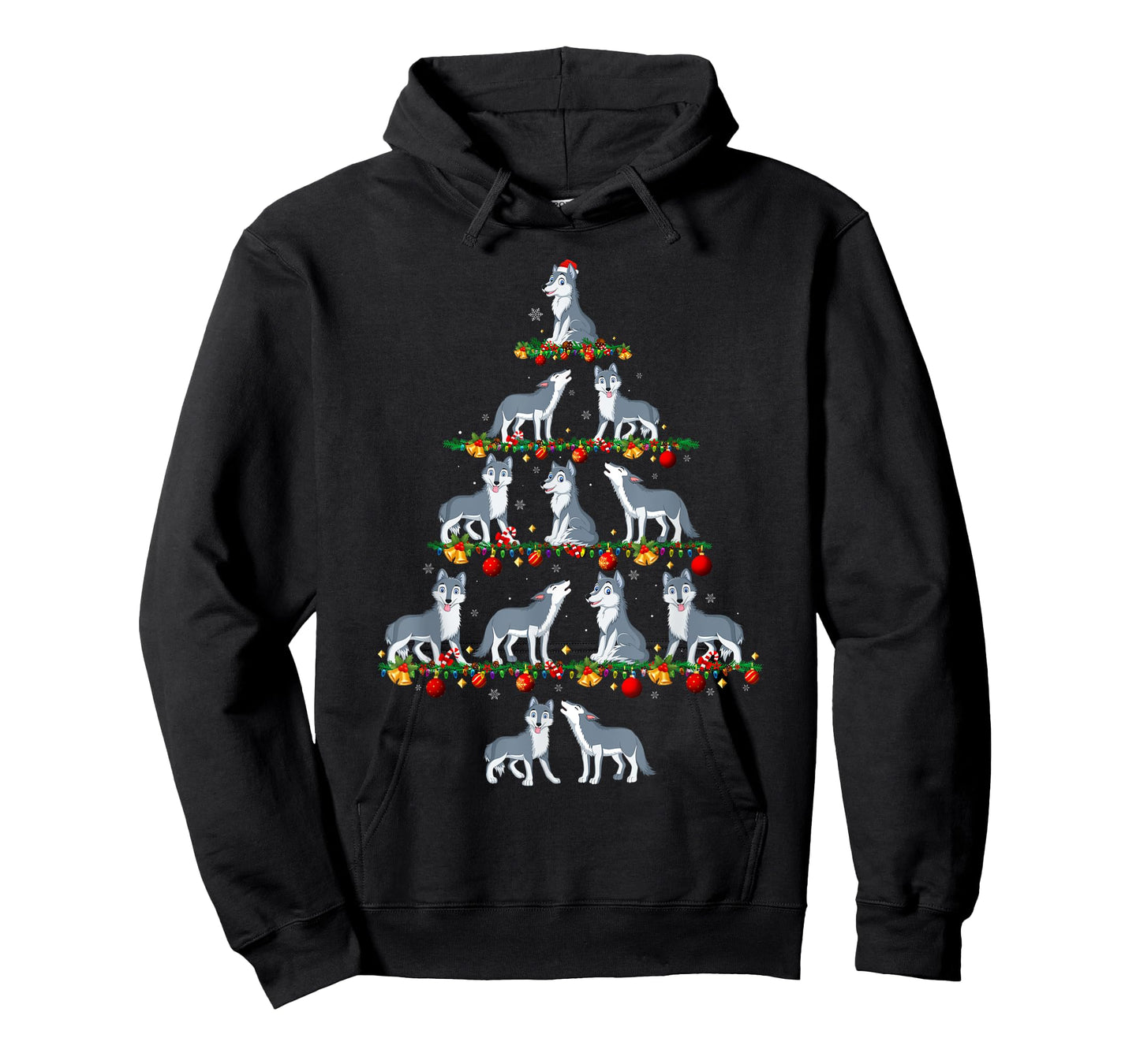 Family Pajama Sets Christmas Matching Wolf Xmas Tree T-Shirt