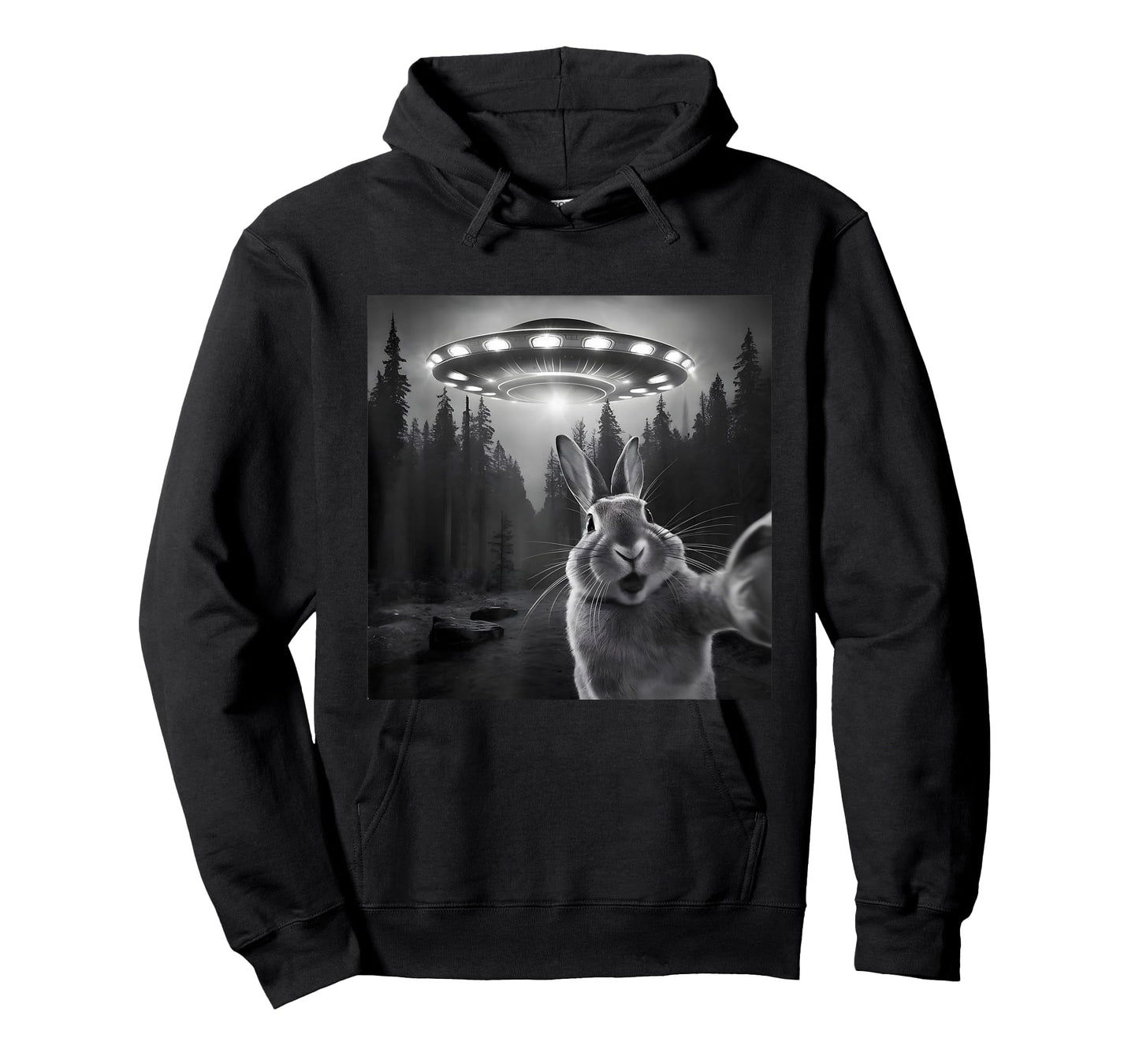 Rabbit Selfie With UFO - Funny Bunny Graphic Alien Lover T-Shirt