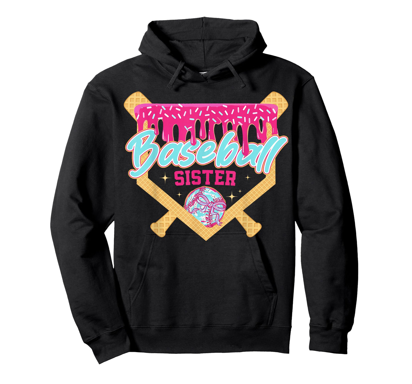 Baseball Sister Drip Ice Cream Baseball Game Day T-Shirt