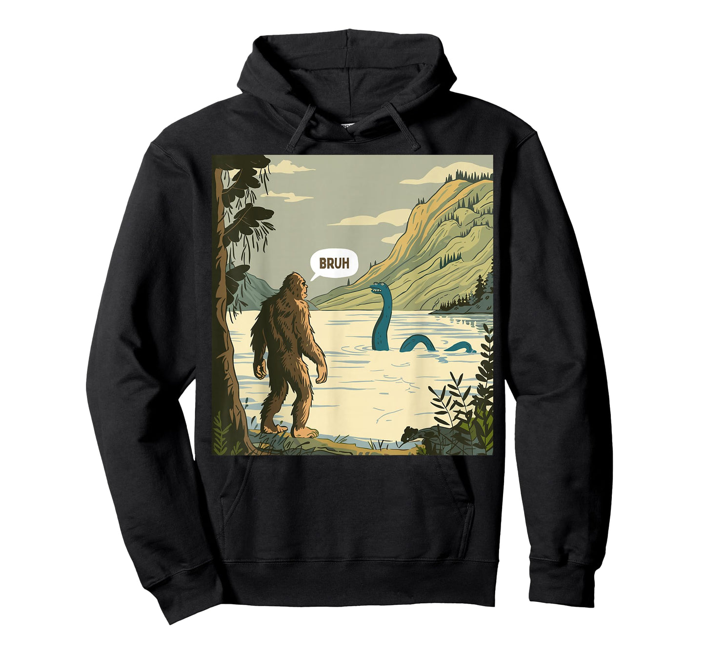 Funny Bruh Bigfoot Sasquatch Loch Ness Monster Nessie T-Shirt
