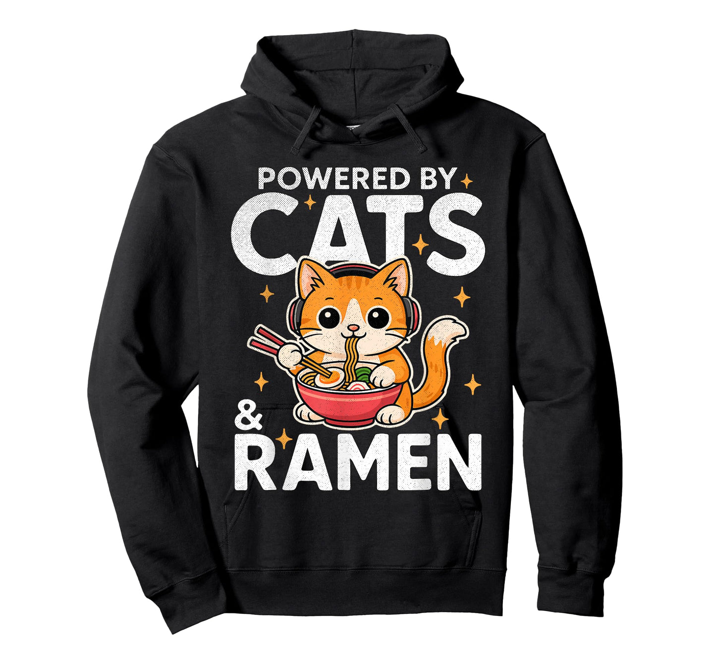 Powered by Cats and Ramen Funny Cat & Kittens Japanese Food T-Shirt