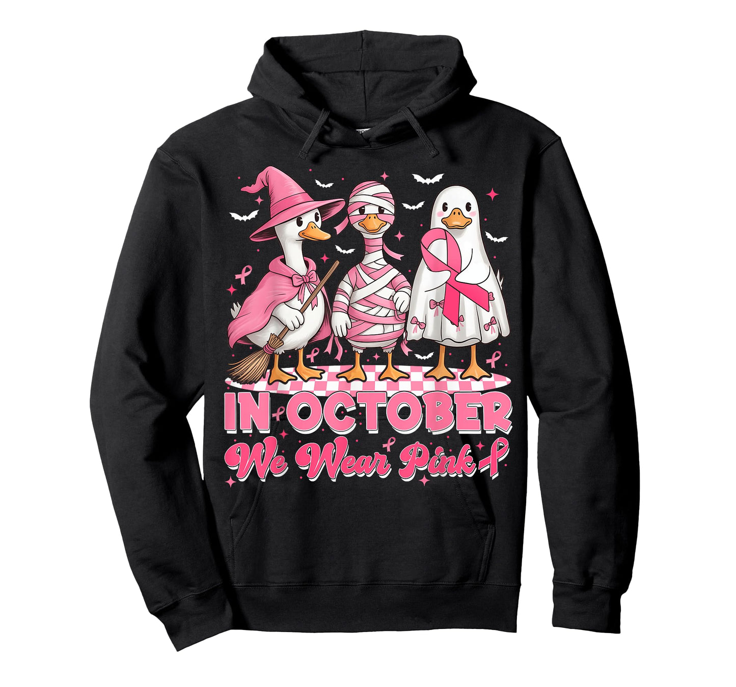 October We Wear Pink Goose Boo Ghost Breast Cancer Men Women T-Shirt