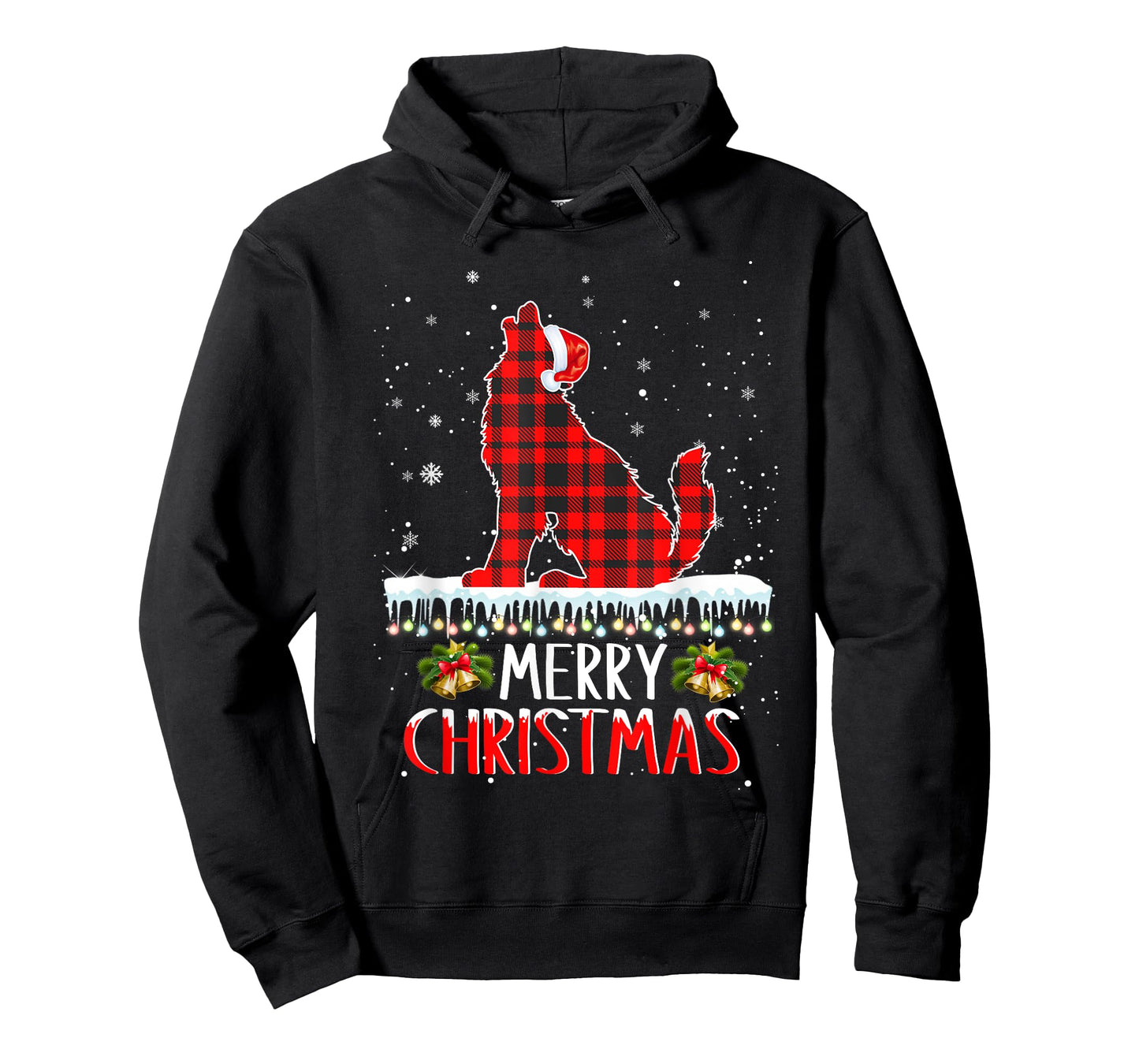 Wolf Christmas Tshirt Merry Christmas Wolfs Dog Red Plaid T-Shirt