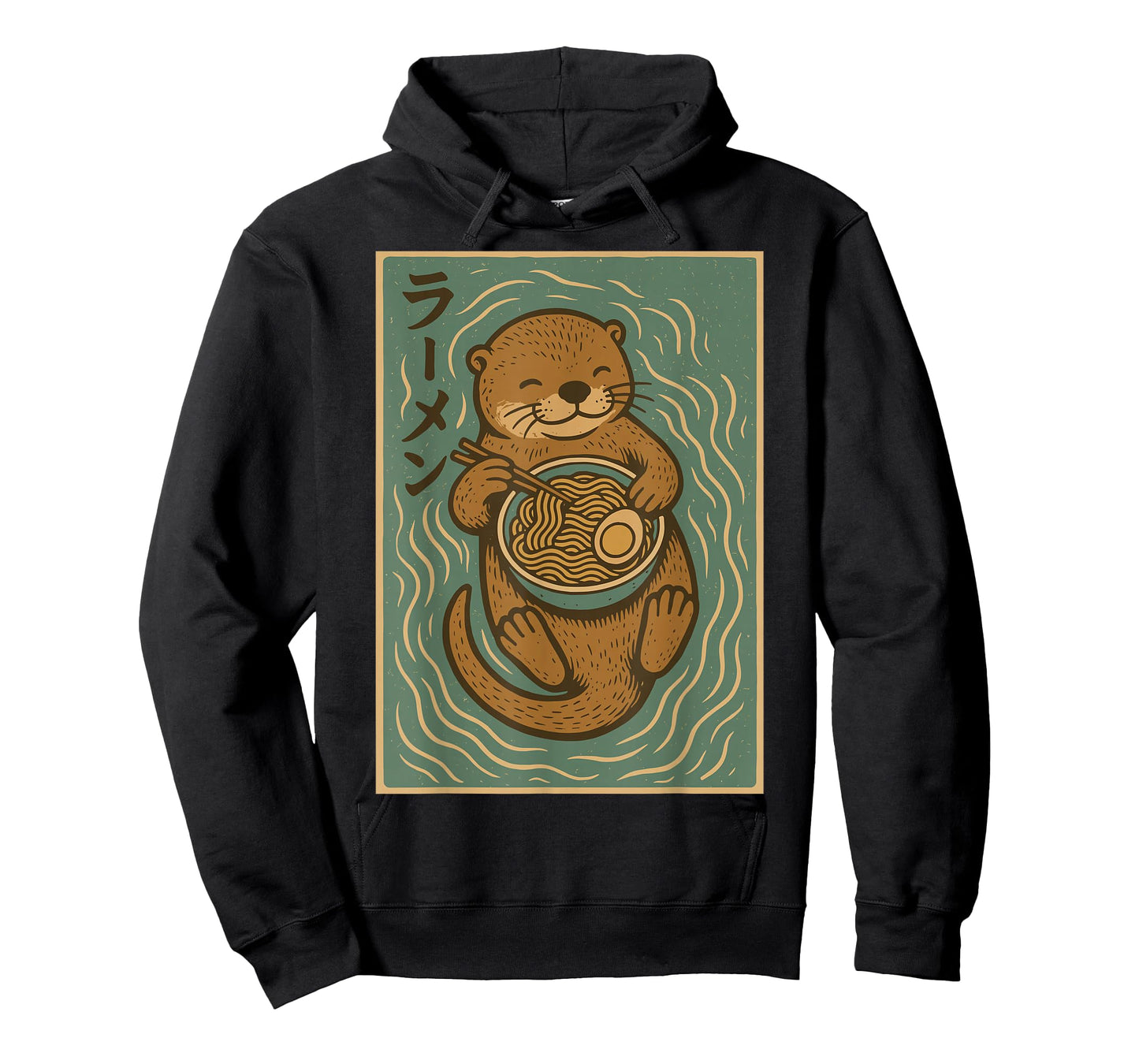 Otter Eating Ramen Noodles Vintage Japanese Cute Sea Otter T-Shirt