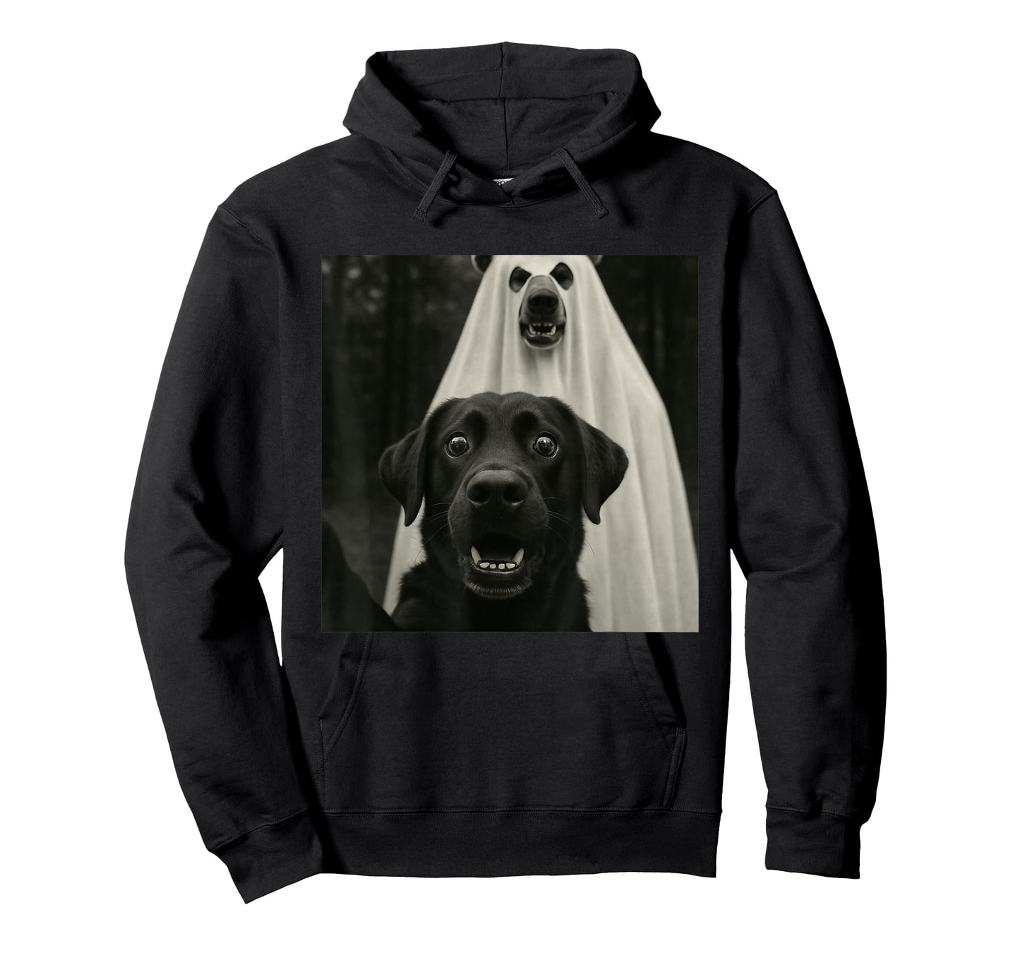 Halloween Selfie Black Lab with Bear Ghost Costume Meme T-Shirt