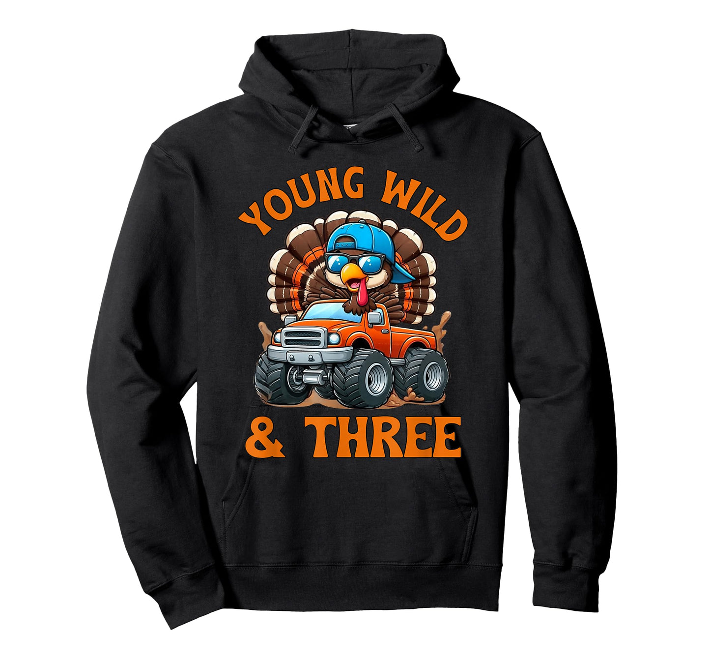 Young Wild & Three 3rd Birthday Monster Truck Turkey 3 Years T-Shirt