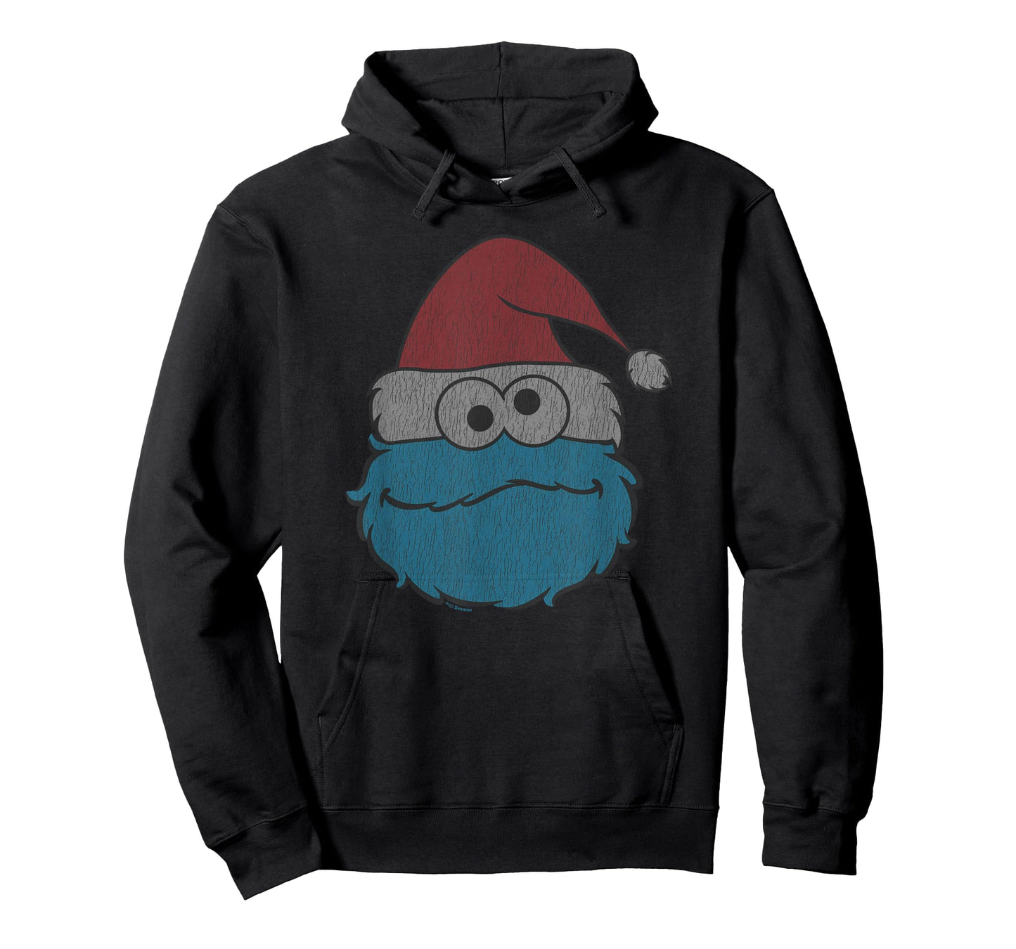 Sesame Street Cookie Monster Distressed Christmas Santa Hat T-Shirt