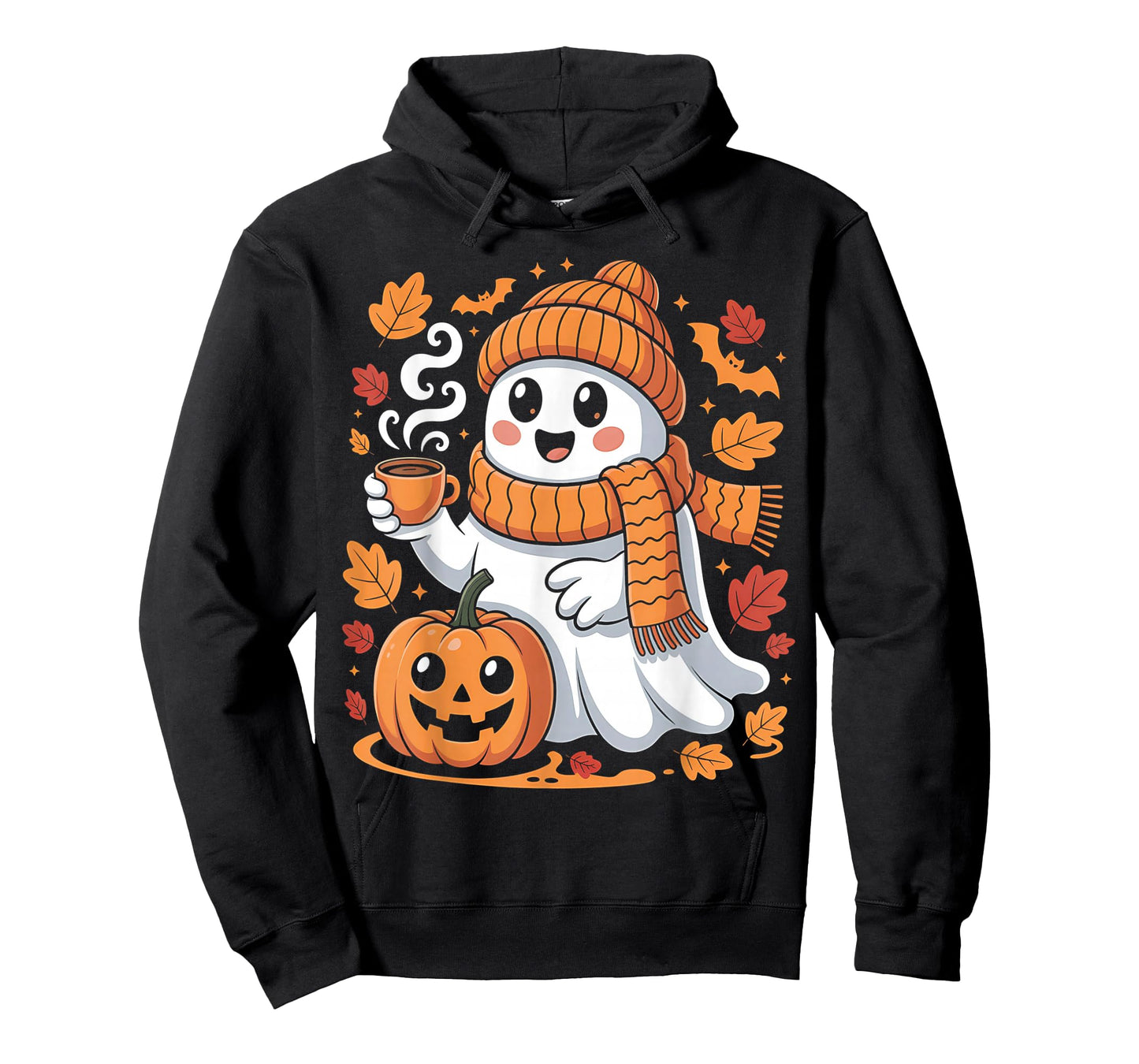 Cute Ghost Drinking Coffee Halloween Ghost Ice Coffee Womens T-Shirt