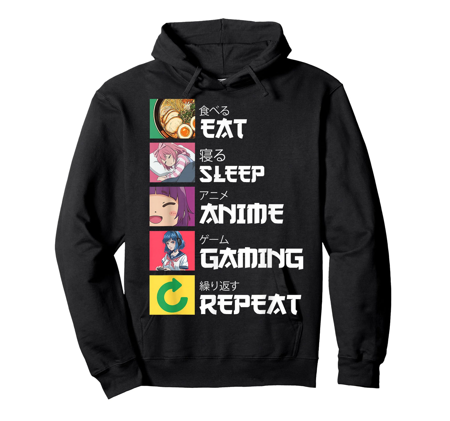 Japan Boba Manga Kawaii Cool Gamer Japanese Eat Sleep Anime Gaming Repeat Unisex-Youth T-Shirt Black Small Anime T-Shirt