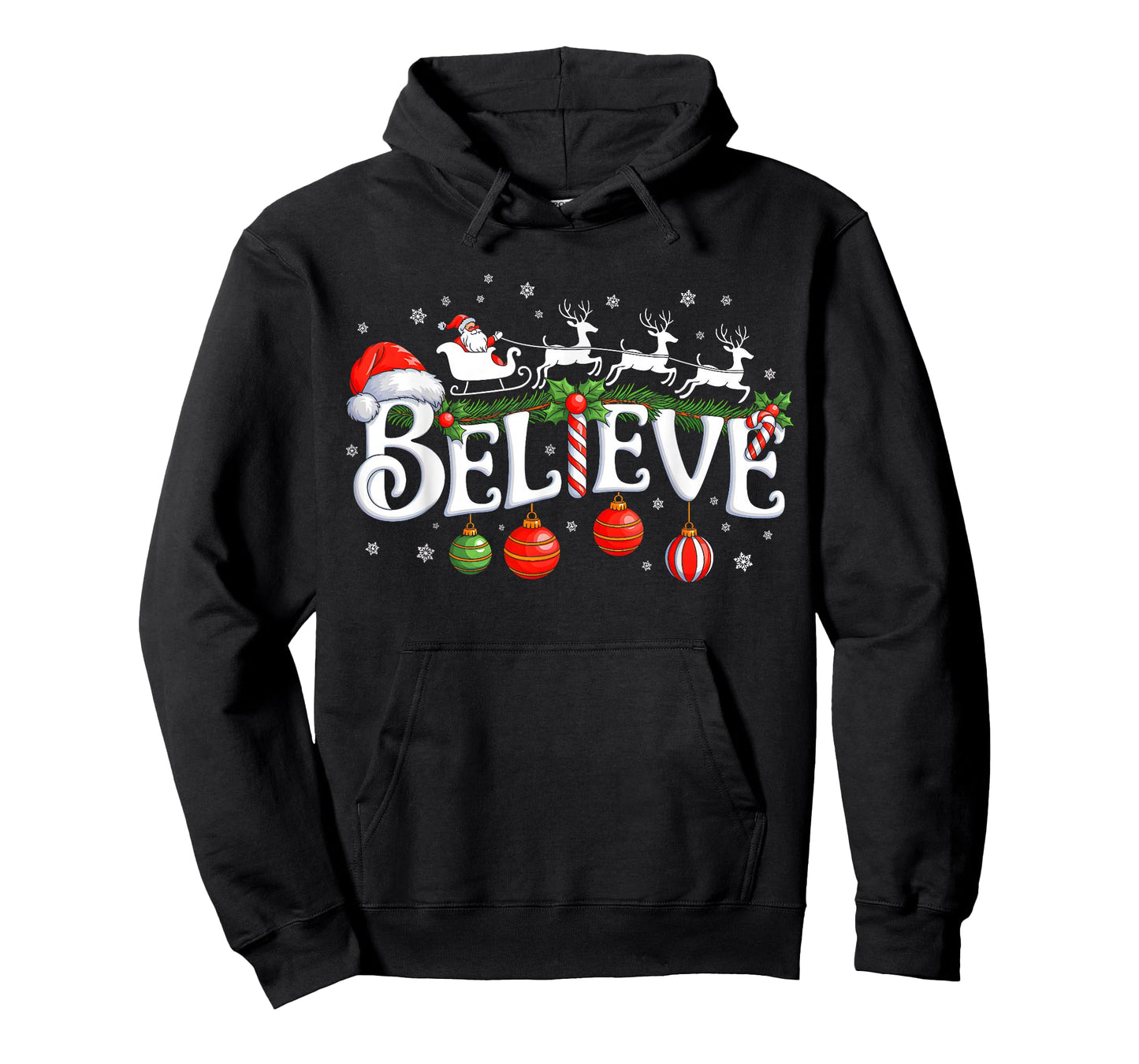 Believe Christmas Santa Claus Reindeer Candy Cane Xmas Vibes T-Shirt