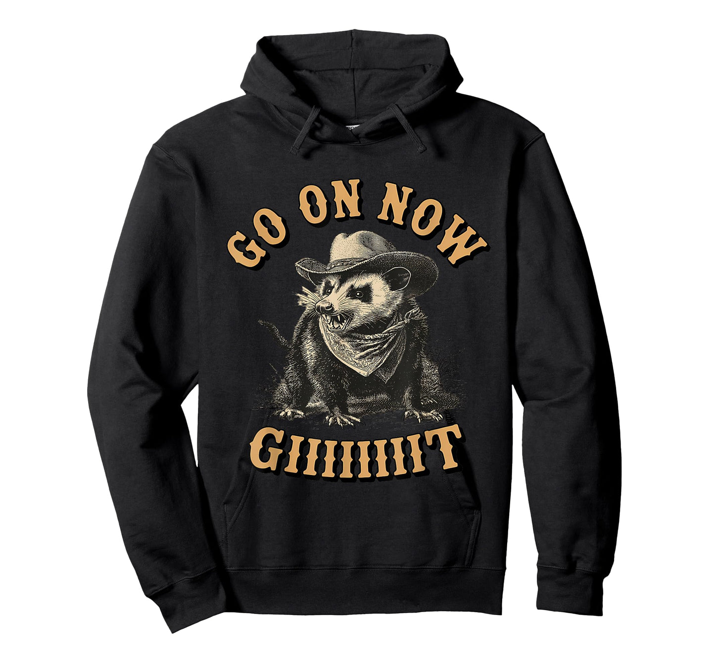 Western Country Vintage Cowboy Opossum Go On Now Git T-Shirt