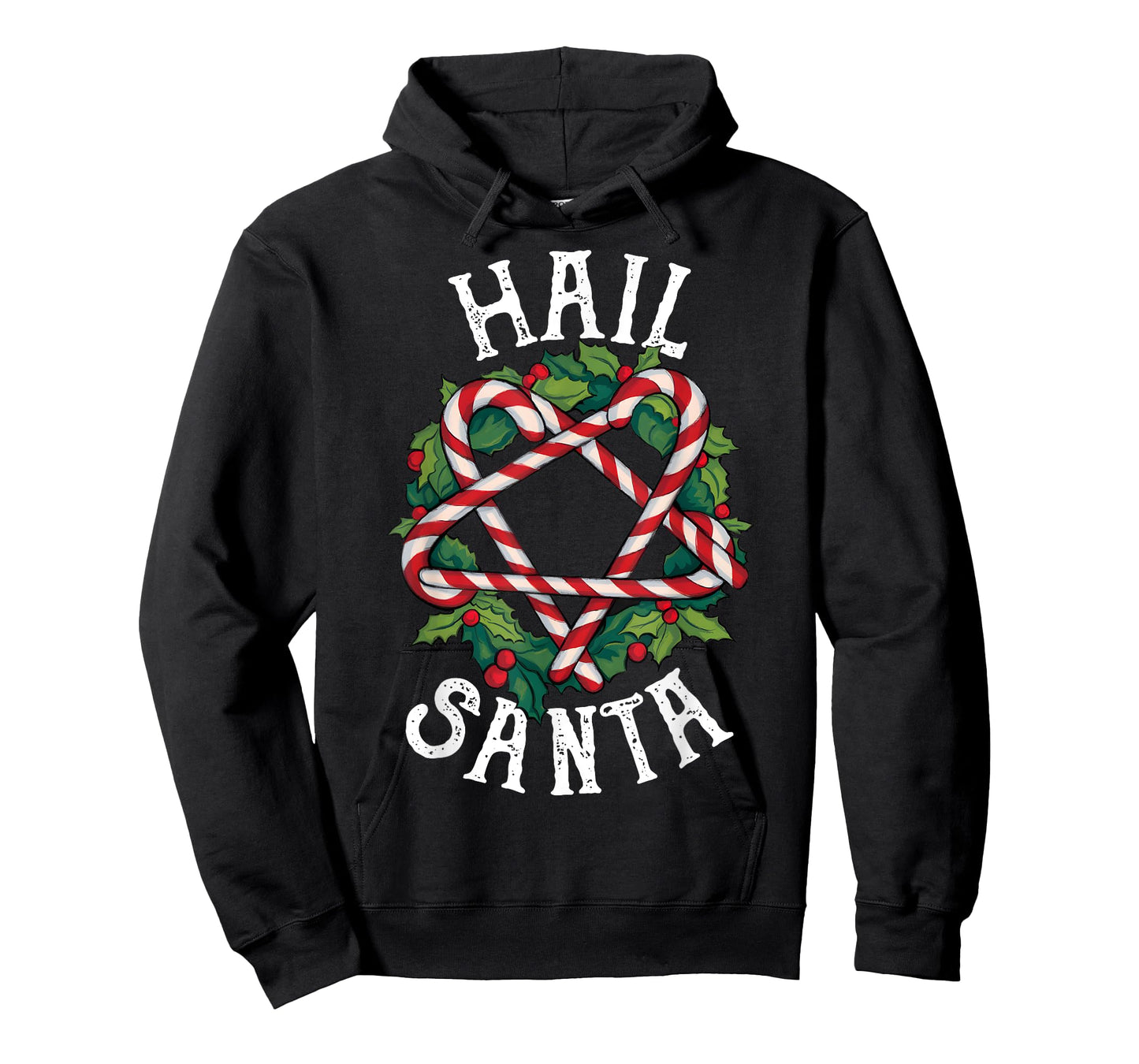 Hail Santa Candycane Pentagram Gothmas Funny Goth Christmas T-Shirt