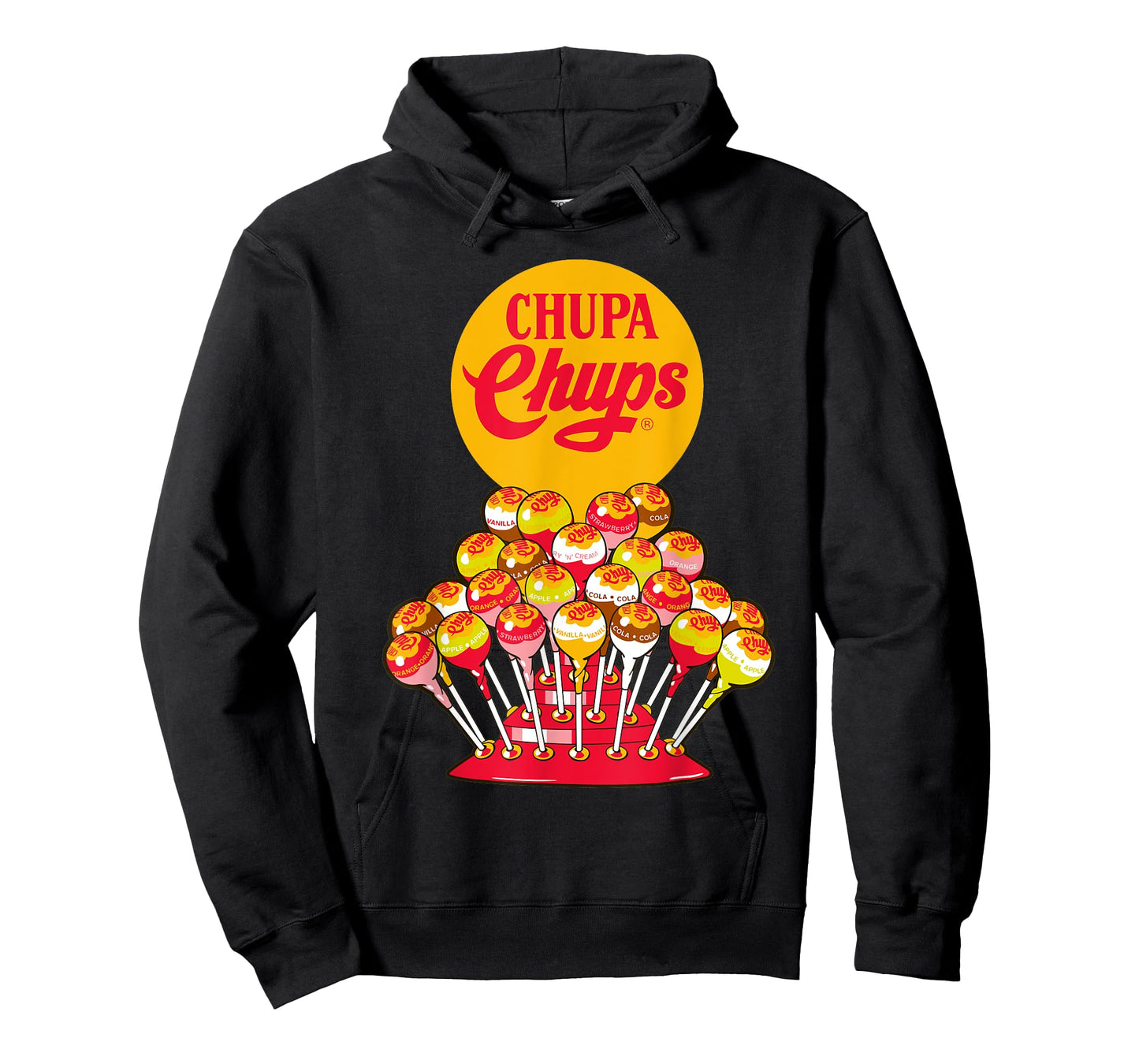 CHUPA CHUPS Retro Candy Brand T-Shirt - Men's Adult Unisex Black Short Sleeve Crew Neck Classic Fit Small