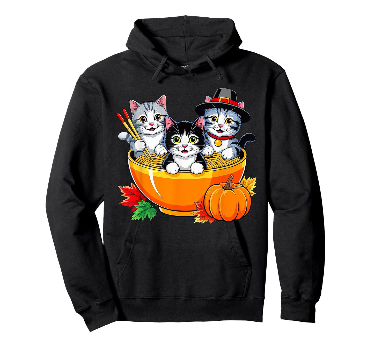 Thanksgiving Cats Ramen Kitten Anime Thankful Fall Men Women T-Shirt