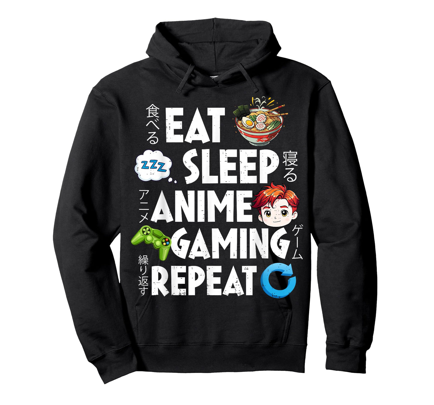 Eat Sleep Anime Gaming Repeat Kawaii Otaku Anime Manga T-Shirt