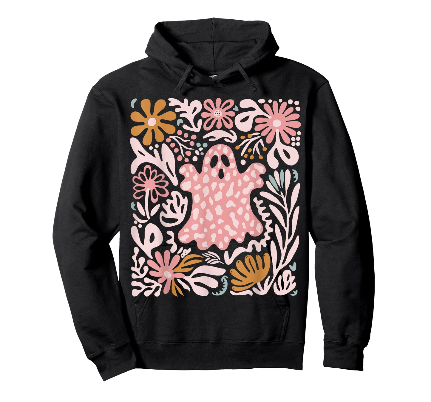 Boho Floral Fall Boho Ghost Cute Halloween Women Girl T-Shirt