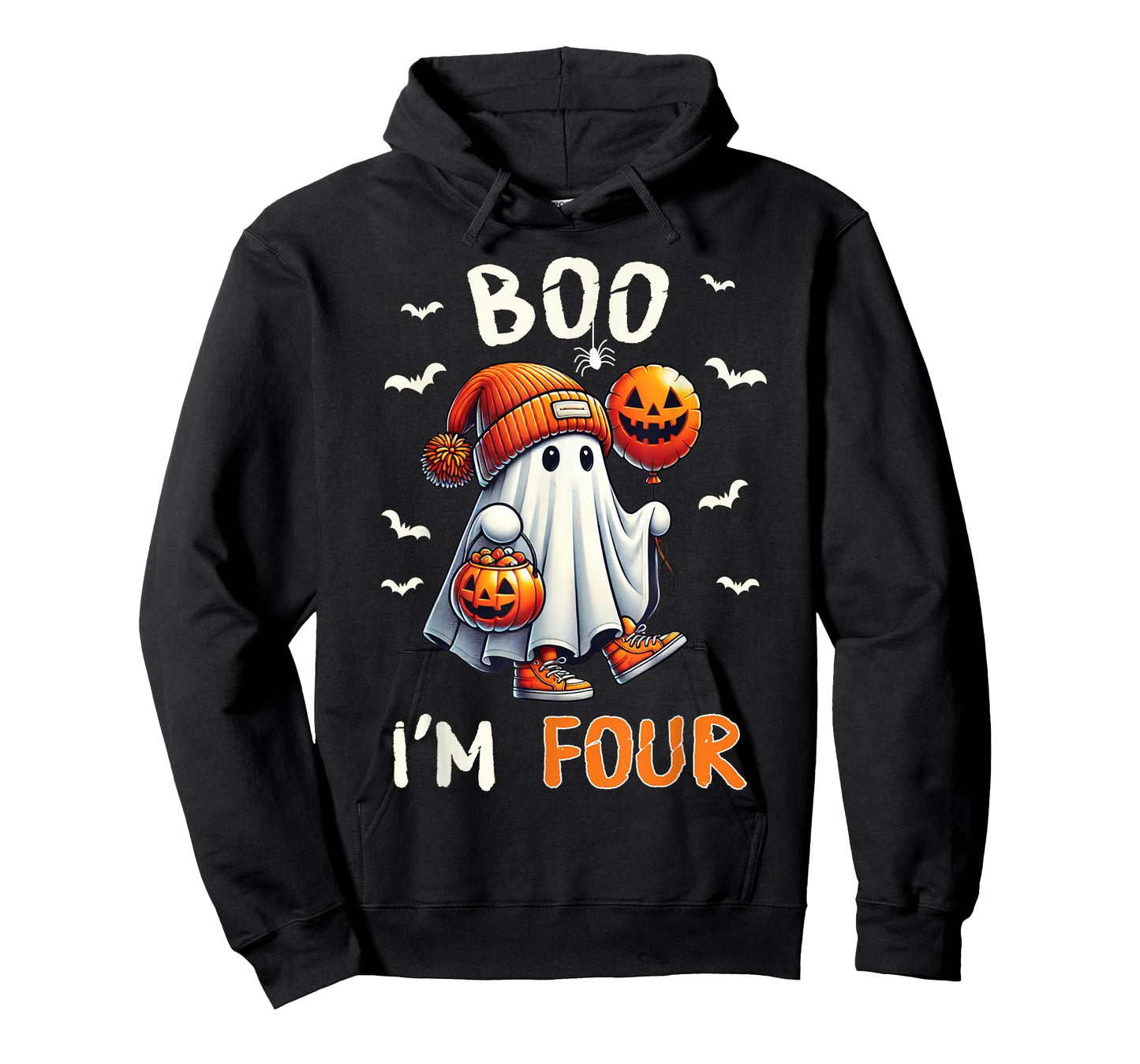 Boo I'm Four Ghost 4th Birthday Halloween Boy Kids Groovy T-Shirt